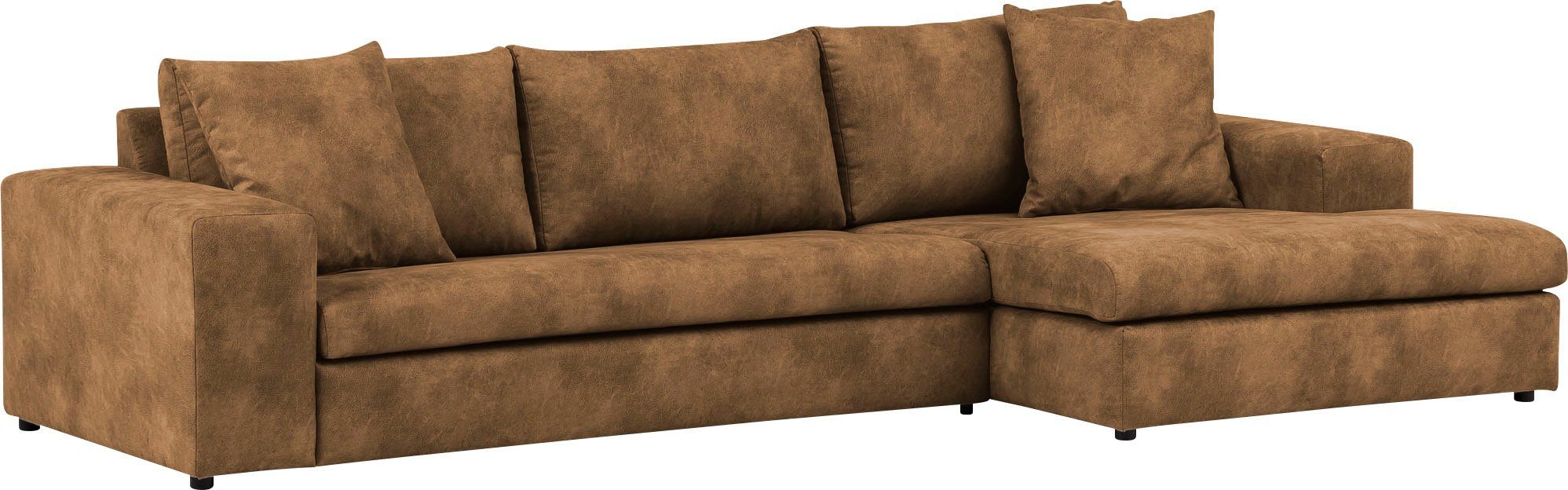 andas Hoekbank SLEETLAND XXL van fluweel of in vintage leer-look, L-model,