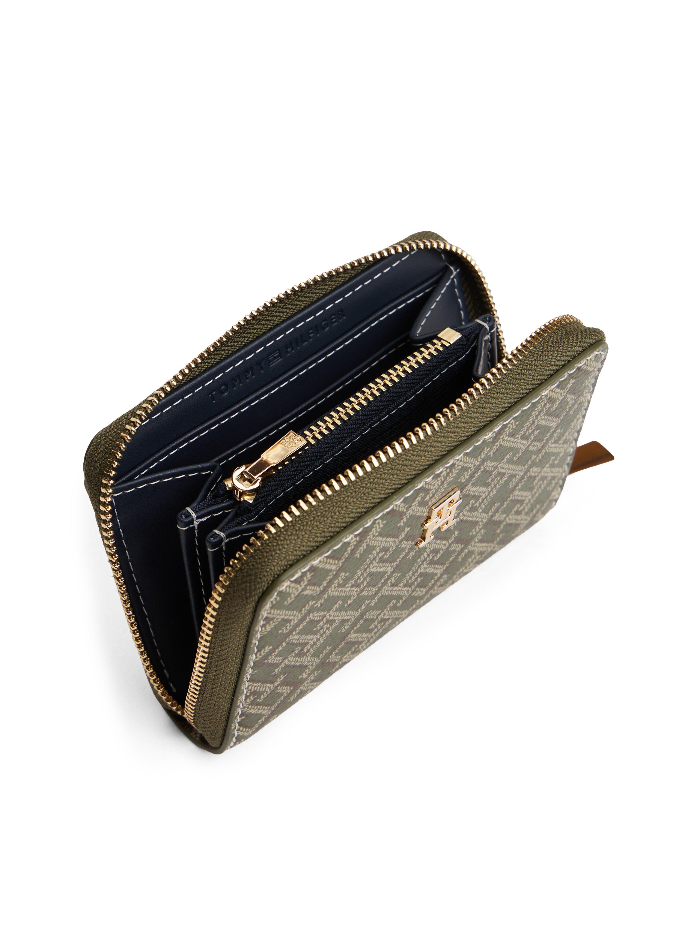 Tommy Hilfiger Portemonnee TH ICON COMP ZA MONO PRINT , dames portemonnee, portemonnee met contrastnaad