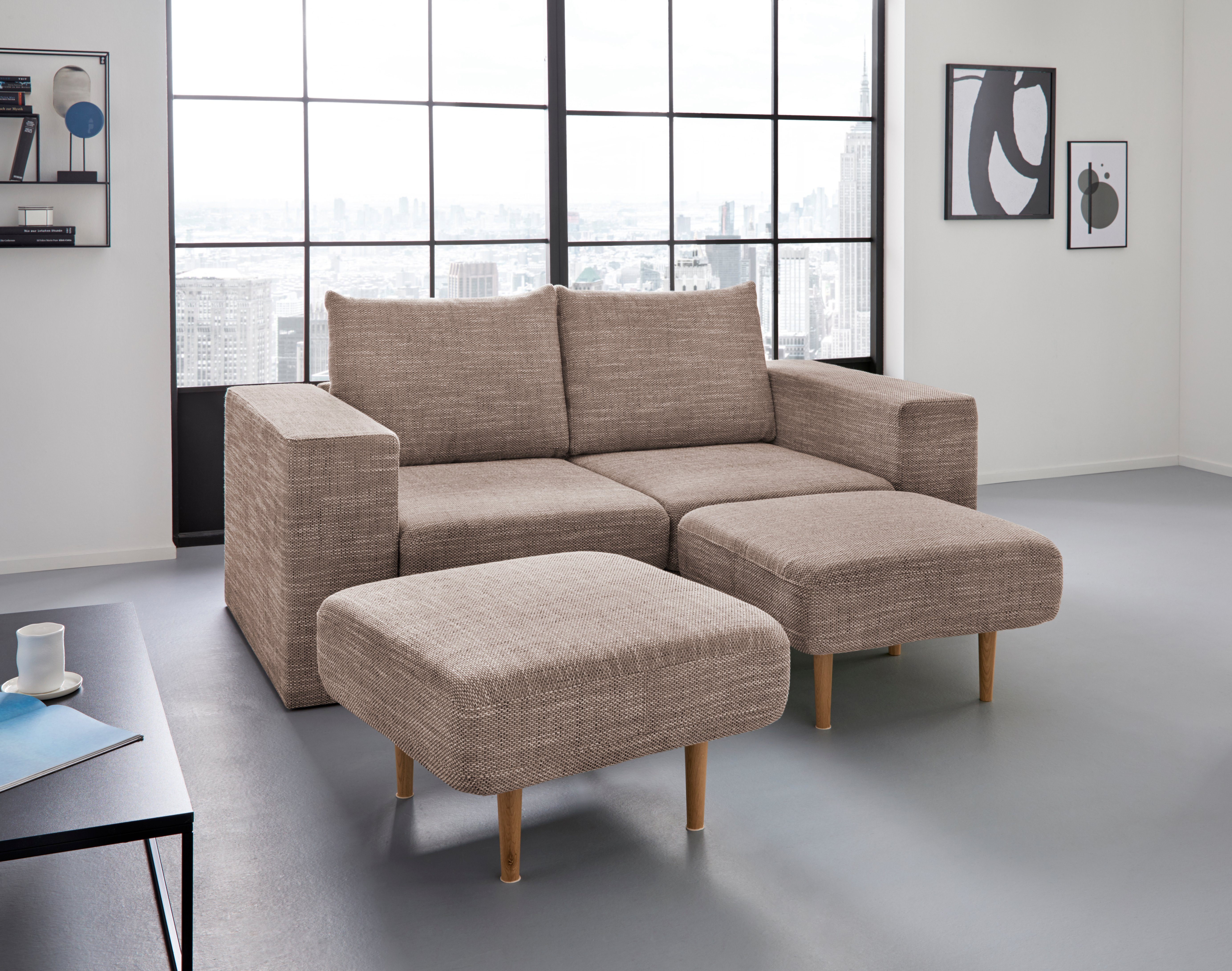 LOOKS BY WOLFGANG JOOP 2,5-zitsbank Looksv Aan te passen bank: de bank wordt bank met 2 hockers