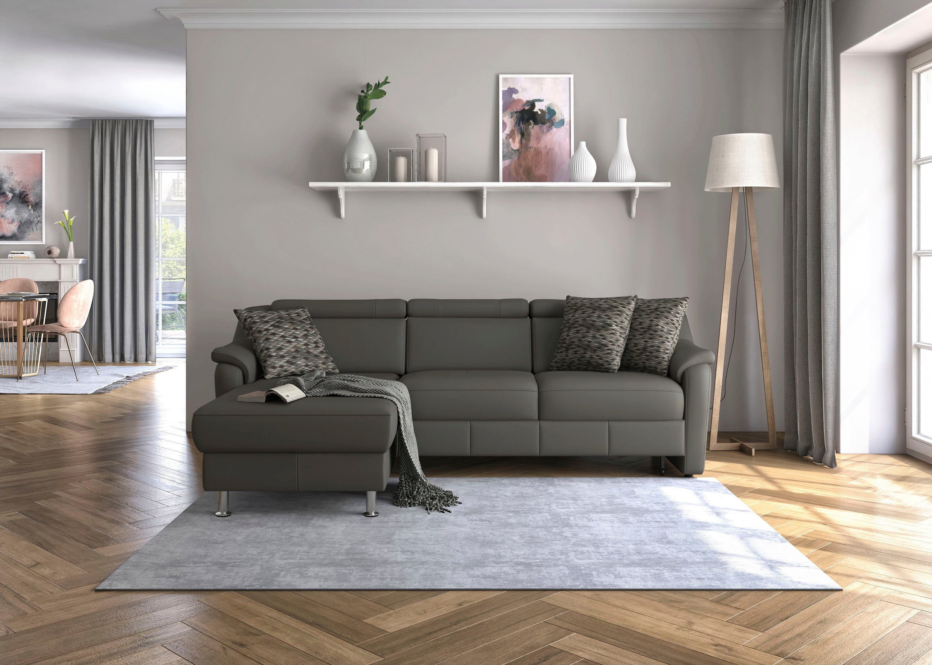 sit&more Hoekbank Freetown L-vorm met verstelbare hoofdsteun en comfortabele binnenvering