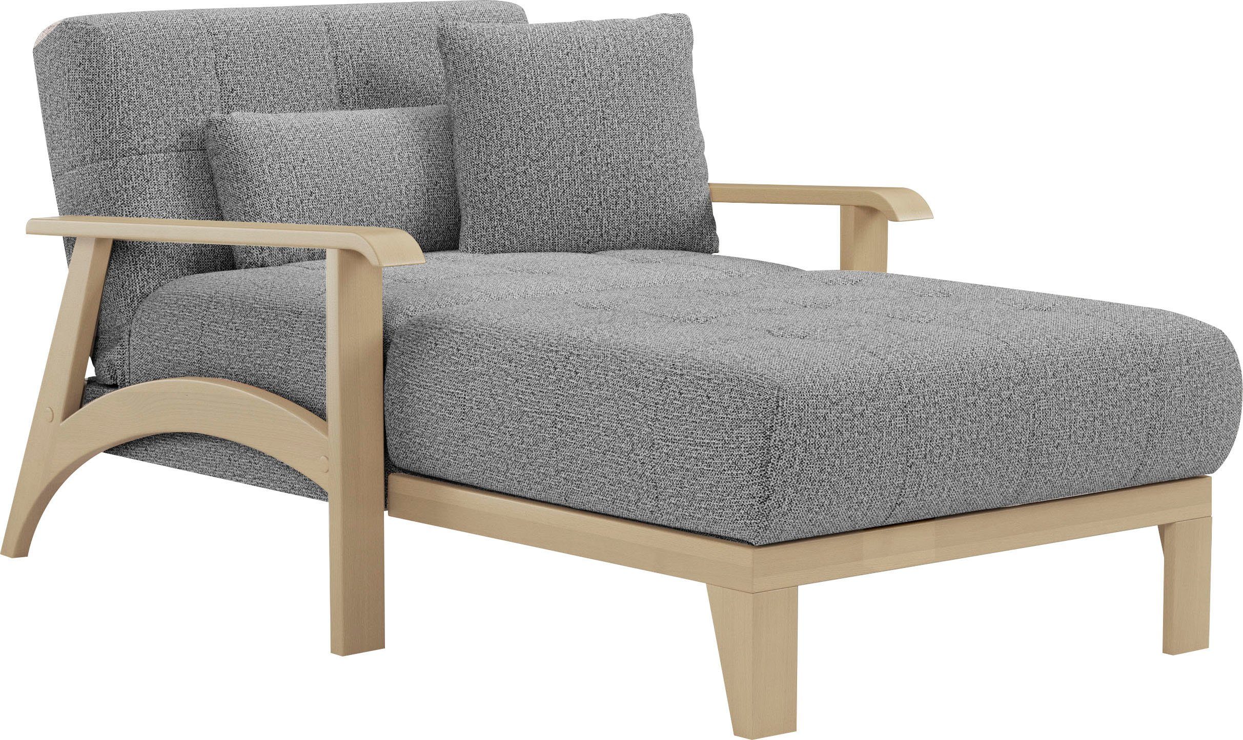 sit&more Récamier Billund Armleuningen van natuurlijk beukenhout, verschillende bekledingen en kleuren