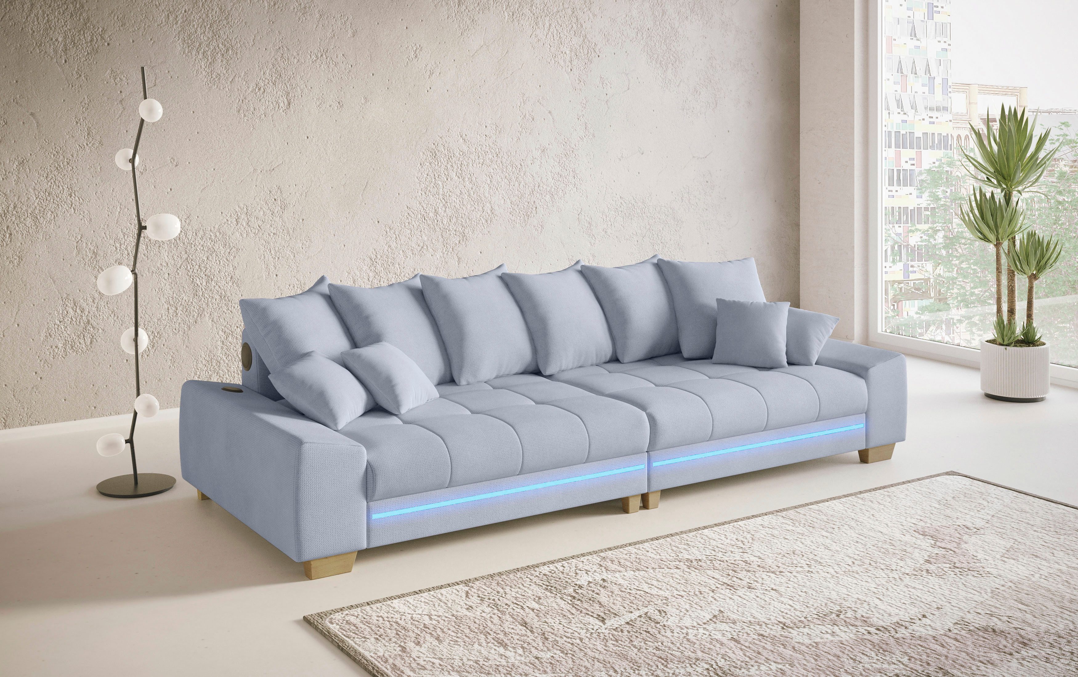 Mr. Couch Megabank Nikita II RGB-LED, Bluetooth-geluidssysteem, optioneel met koudschuim