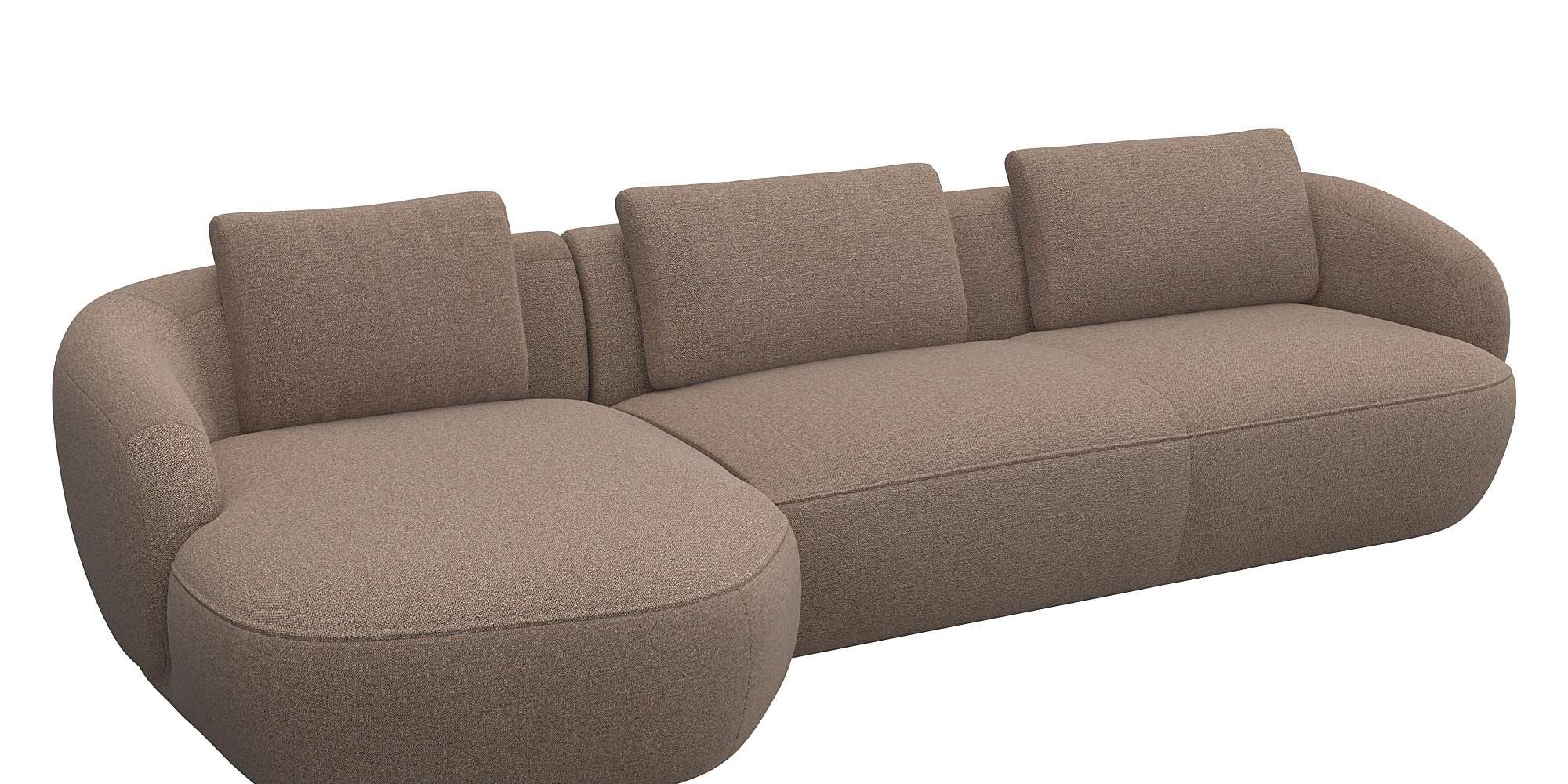 FLEXLUX Zithoek Torino, rond, L-vorm, bankhoek met recamière, longchair-sofa