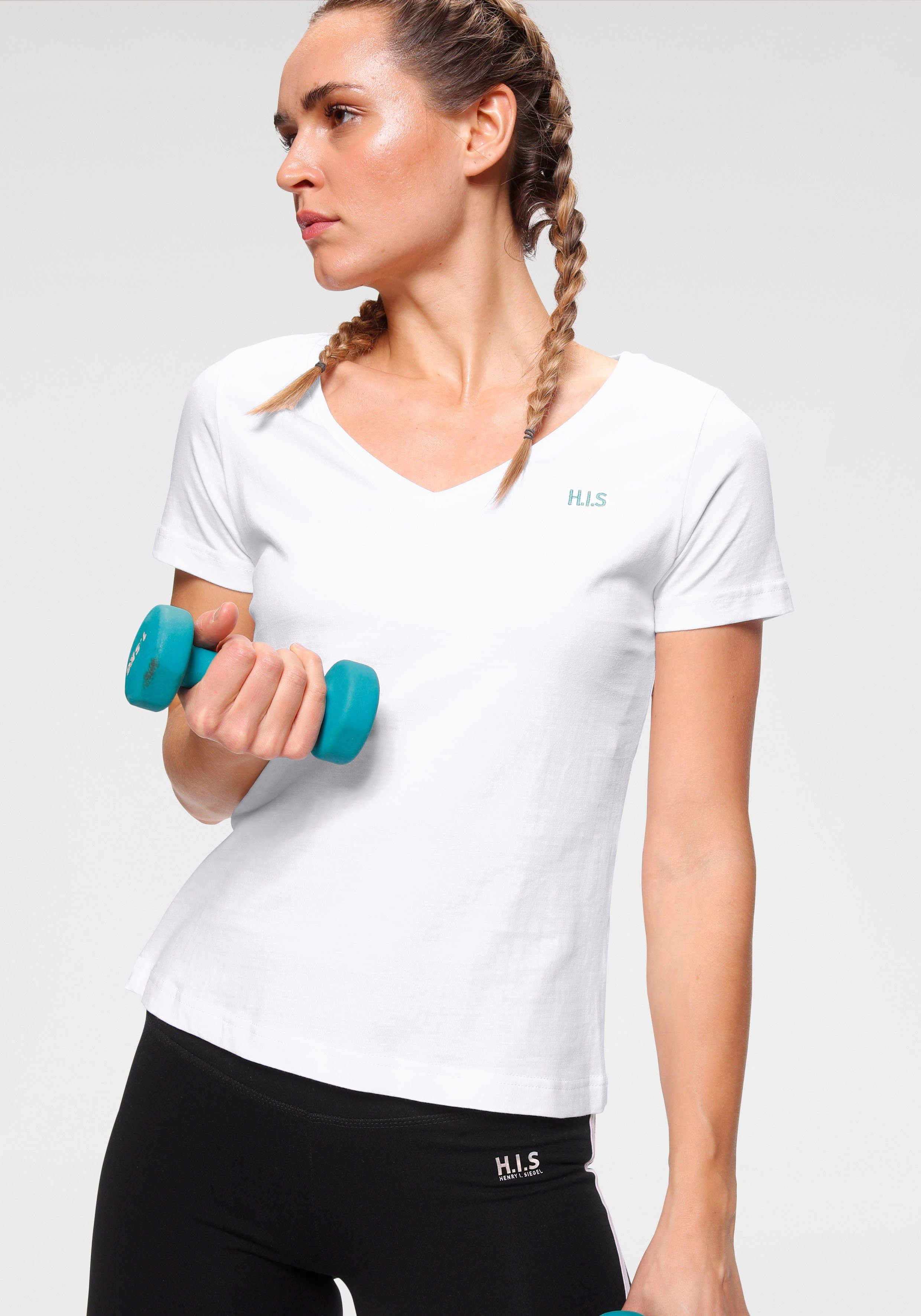 H.I.S T-shirt Essential basics heup-lange pasvorm, figuuraccentuerende snit, van 100% katoen (Set van 3)