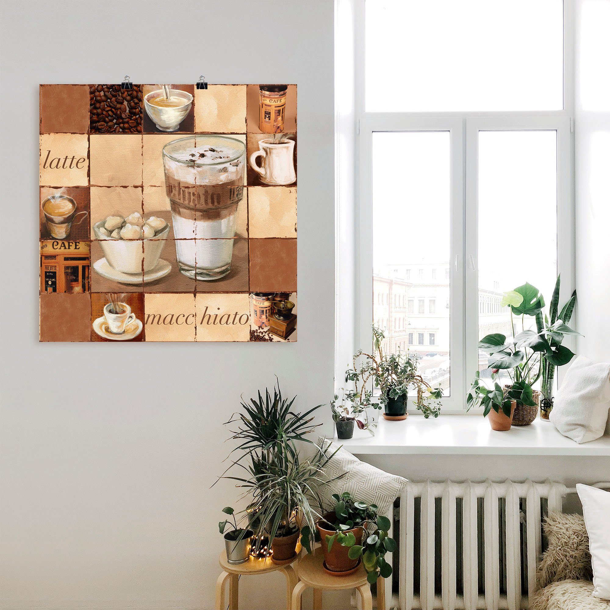 Artland Artprint Latte macchiato collage als artprint van aluminium, artprint op linnen, muursticker of poster in verschillende maten