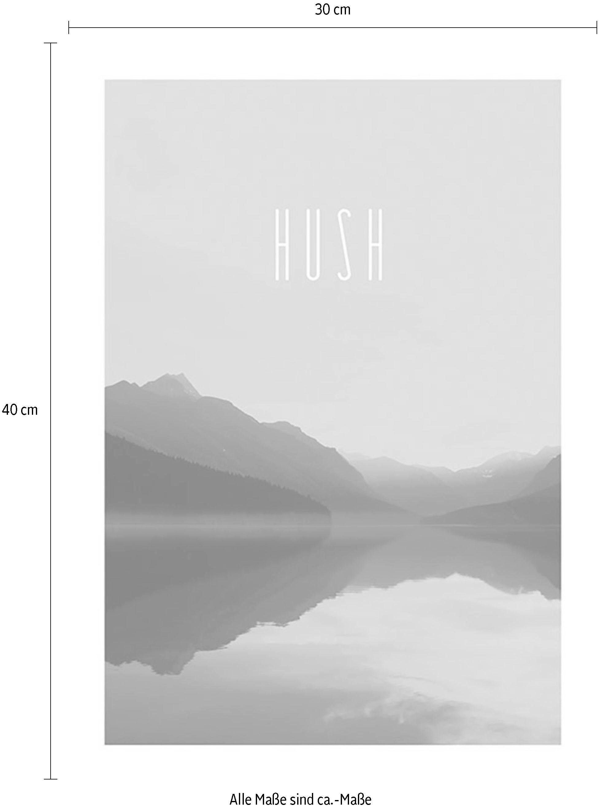 Komar Wanddecoratie Word Lake Hush zandkleur Wanddecoratie - zonder lijst (1 stuk)