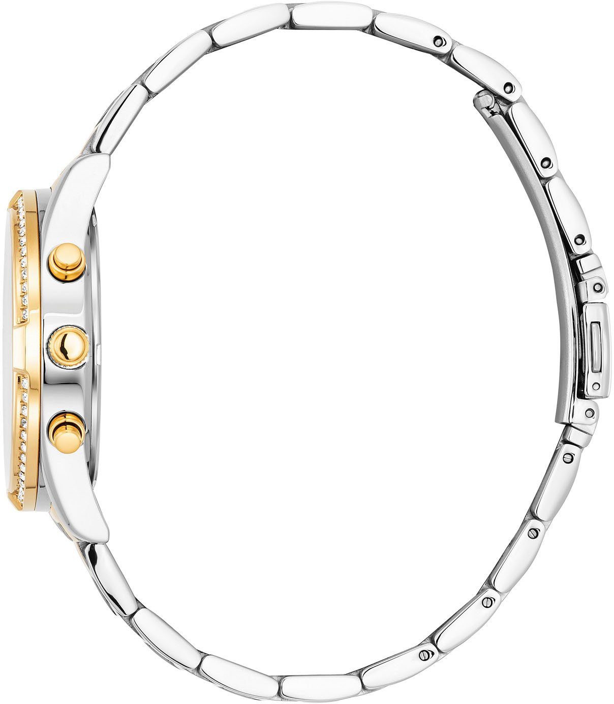 Julie Julsen Multifunctioneel horloge Julie Julsen Sport Multi Gold Bicolor, JJW3100SYGM Quartzhorloge, horloge, dameshorloge, datum, glitter, zirkonia-stenen