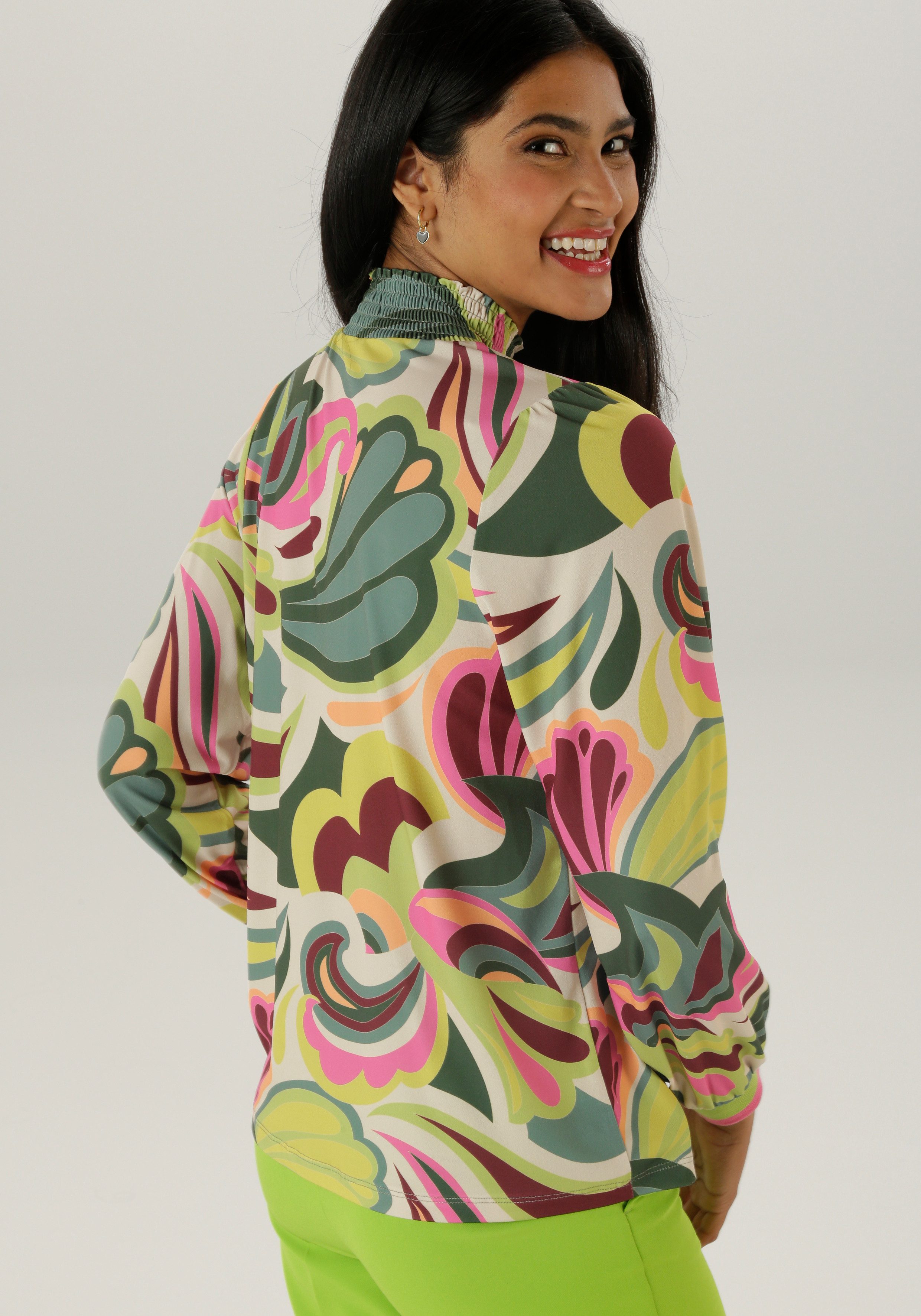 Aniston SELECTED Blouse zonder sluiting met modieus unieke printpatroon allover - nieuwe collectie