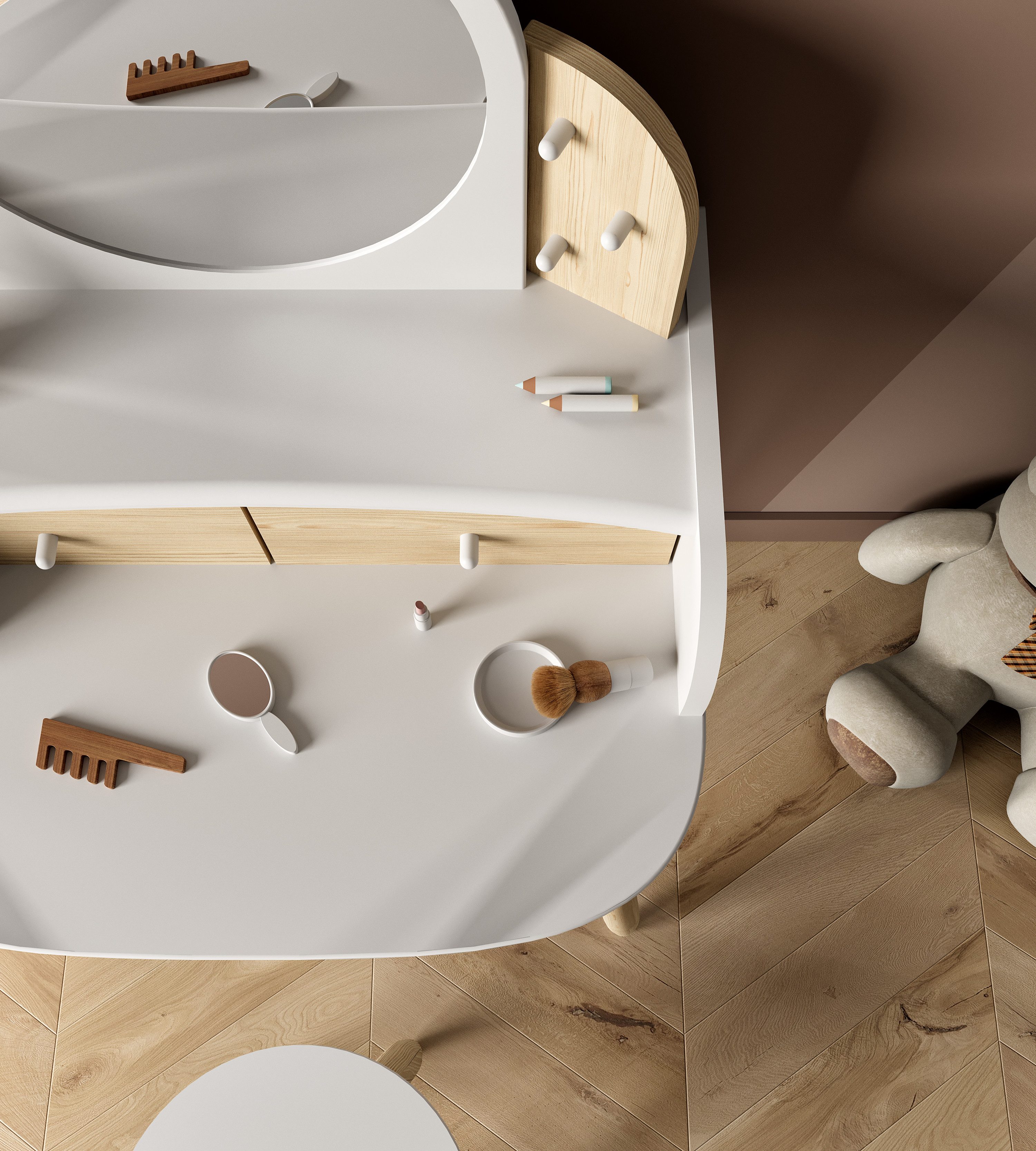 Demeyere GROUP Make-uptafel Lili Make-up tafel 2 kleine lades spiegel van kunststof