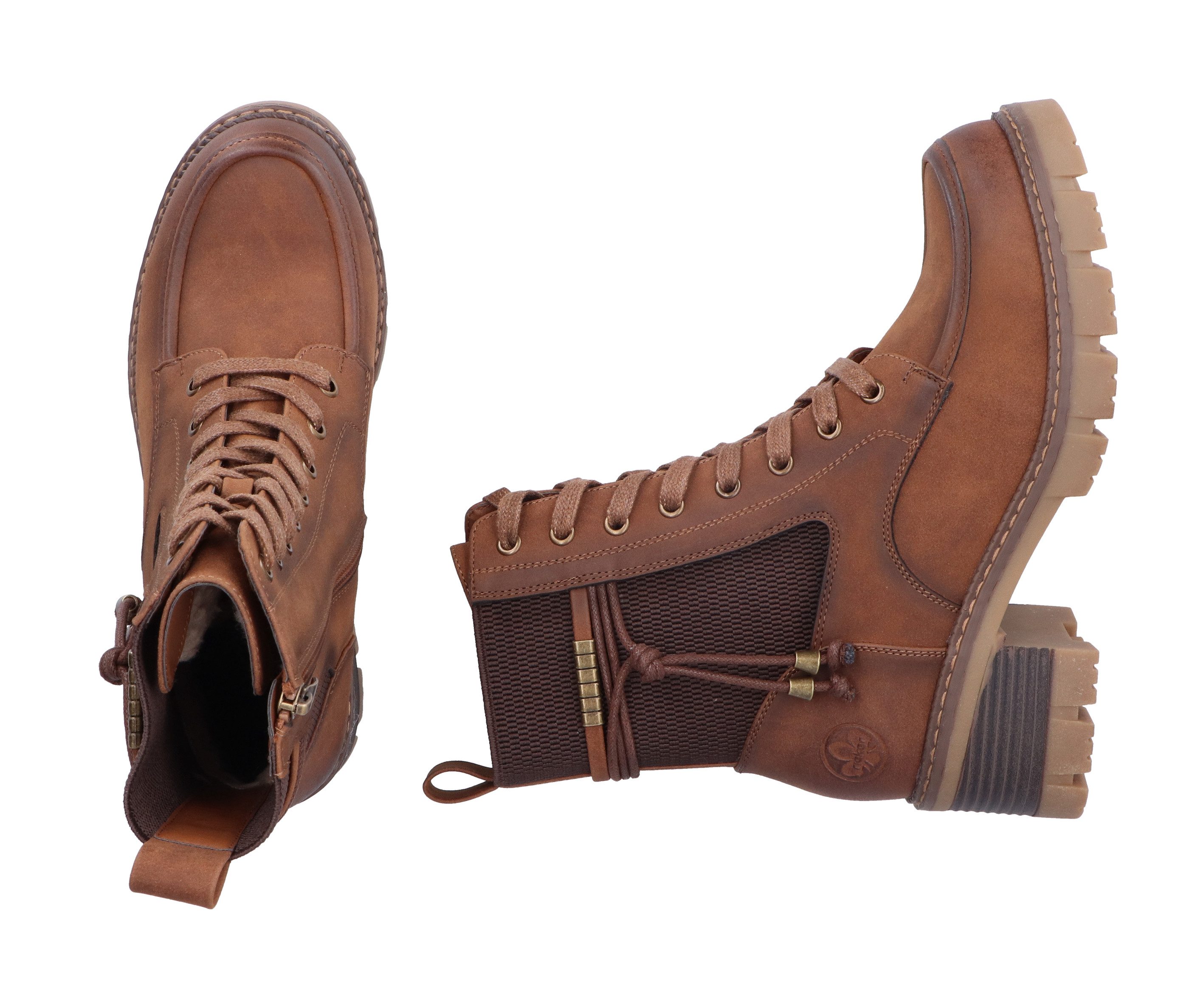 Rieker Winterlaarsjes lace-up boots, ankle boots, block heel, with zipper