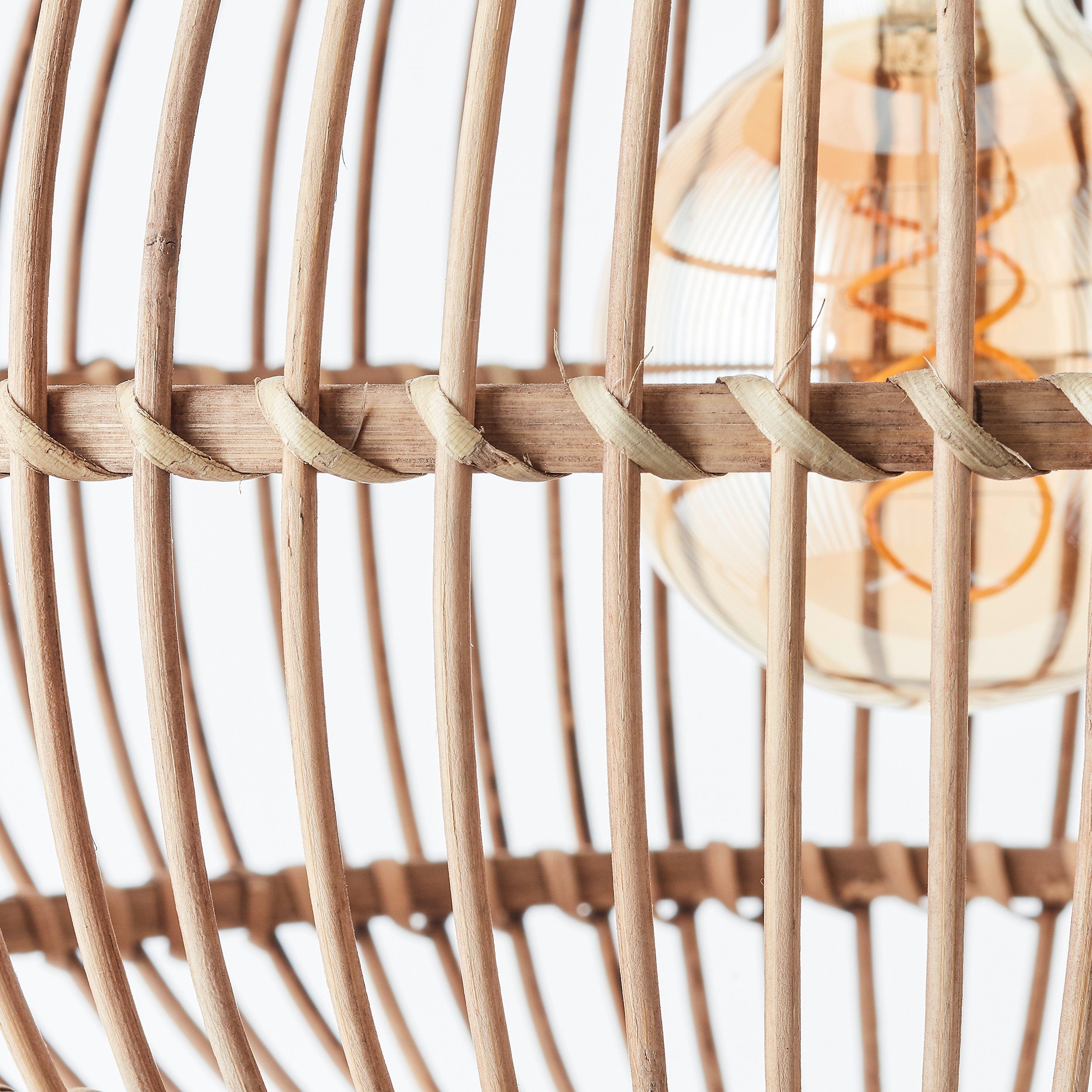 Brilliant Leuchten Hanglamp Woodball in hoogte verstelbare boho hanglamp met bamboe kap, dimbaar, d 45 cm