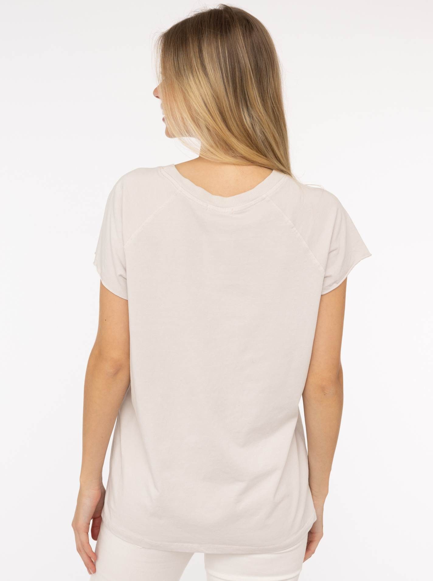 Zwillingsherz Shirt met korte mouwen Oversized shirt met stempeldruk "Positive Mind" met v-halslijn en stempeldruk, licht oversized gesneden