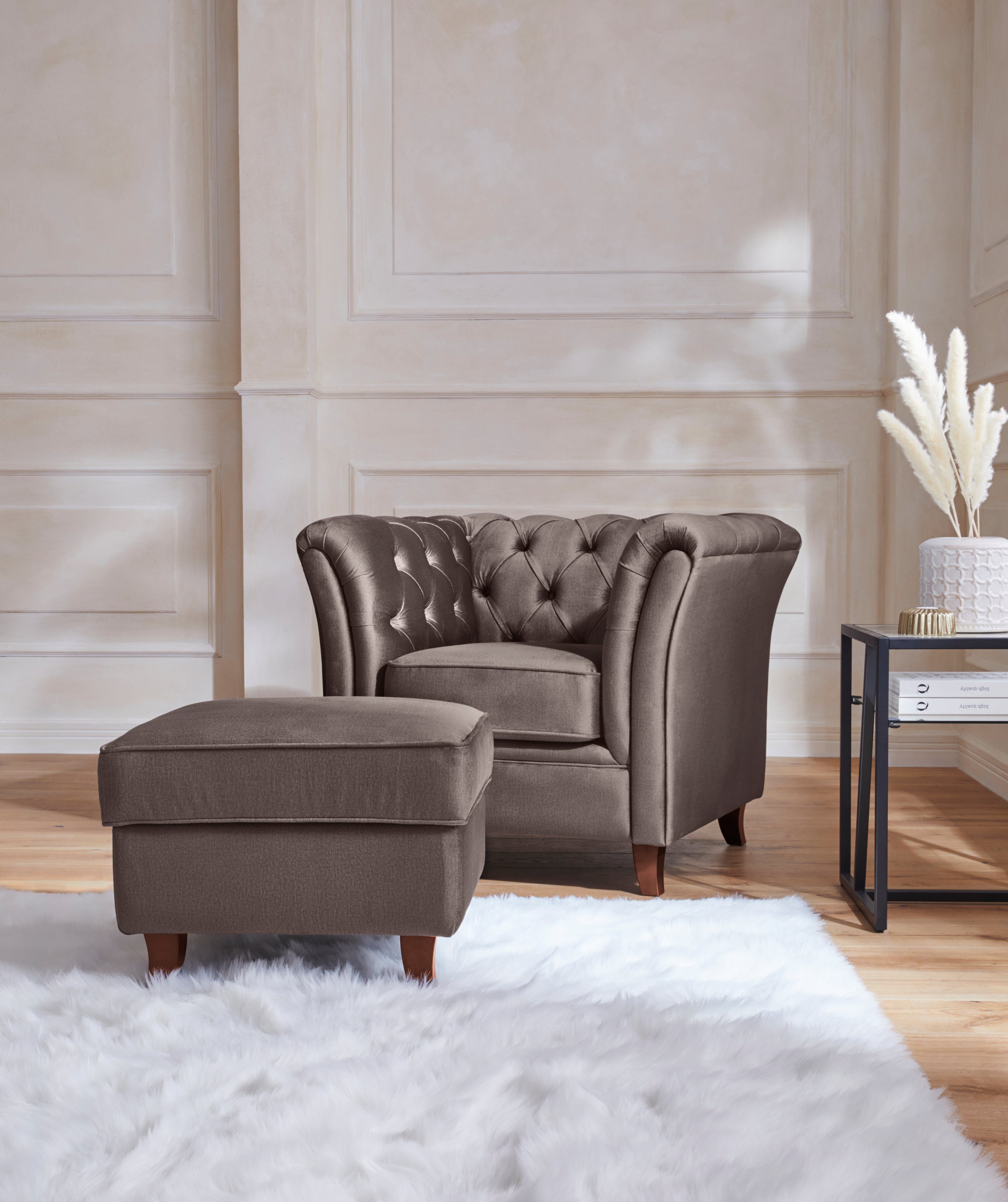 Home affaire Chesterfield-fauteuil Reims cocktailstoel, stoel met echte chesterfield-capitonnage, uitstekende verwerking