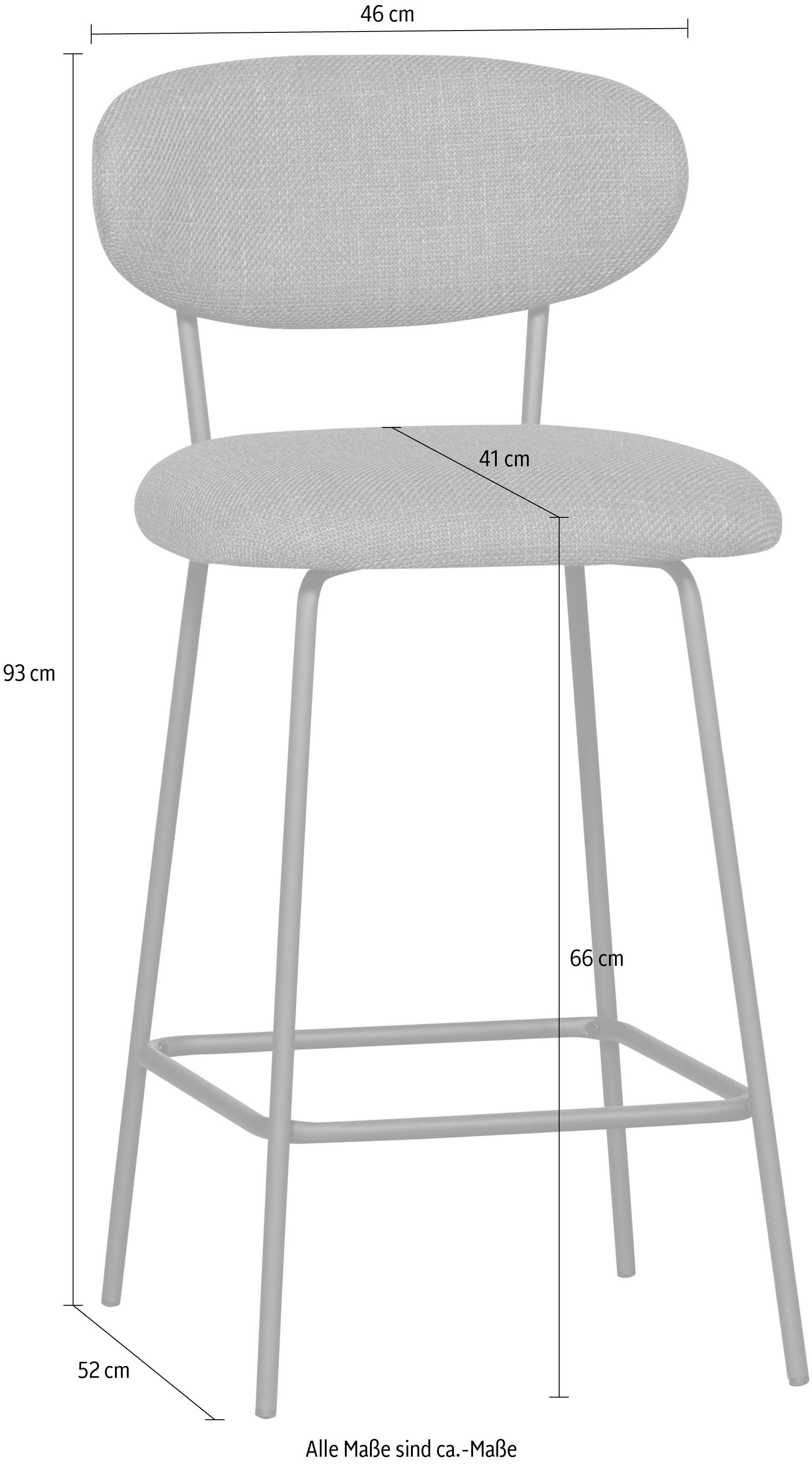 WOOOD Barkruk Kjeld Barhocker gevoerd met geweven stof, hoogte 93 cm (2 stuks)