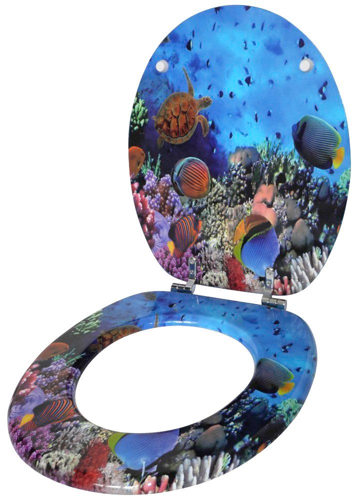 Sanilo Set badkameraccessoires Ocean bestaand uit toiletzitting, badmat en wastafelplug (complete set, 3-delig)