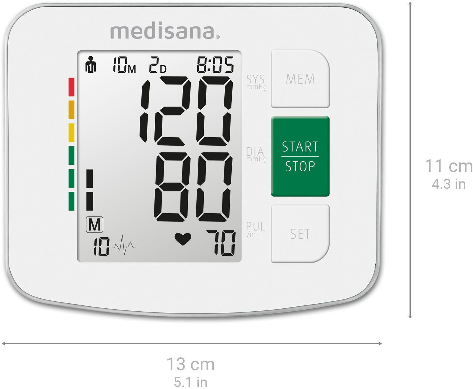 Medisana Bovenarm-bloeddrukmeter BU 512 onregelmatige hartslagweergave, elk 90 geheugenplaatsen, grote cijfers