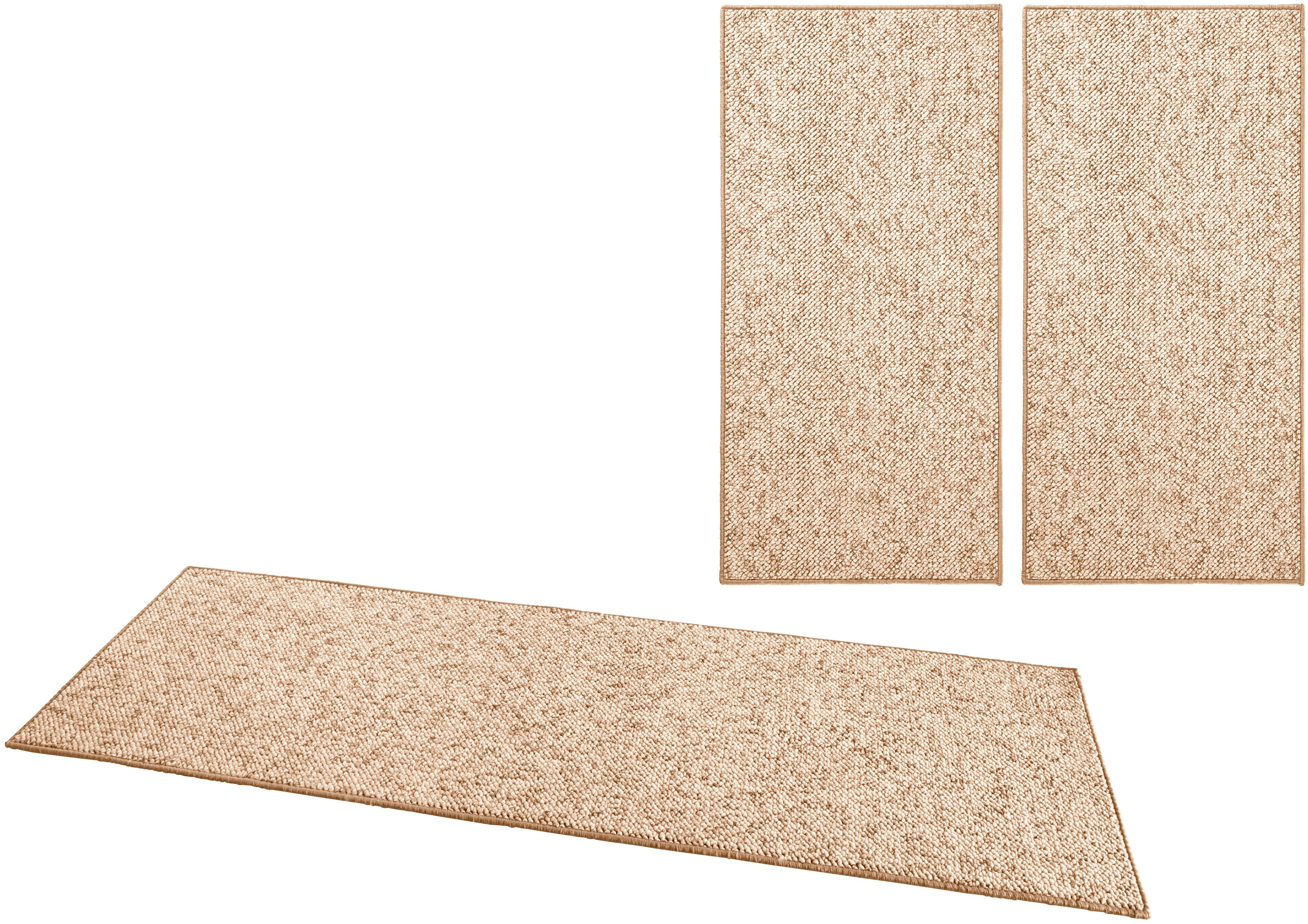 HANSE Home Set slaapkamerkleedjes Wolly 2 Slaapkamerkleed, 3-delige loper set, unikleur, korte pool, bedloper