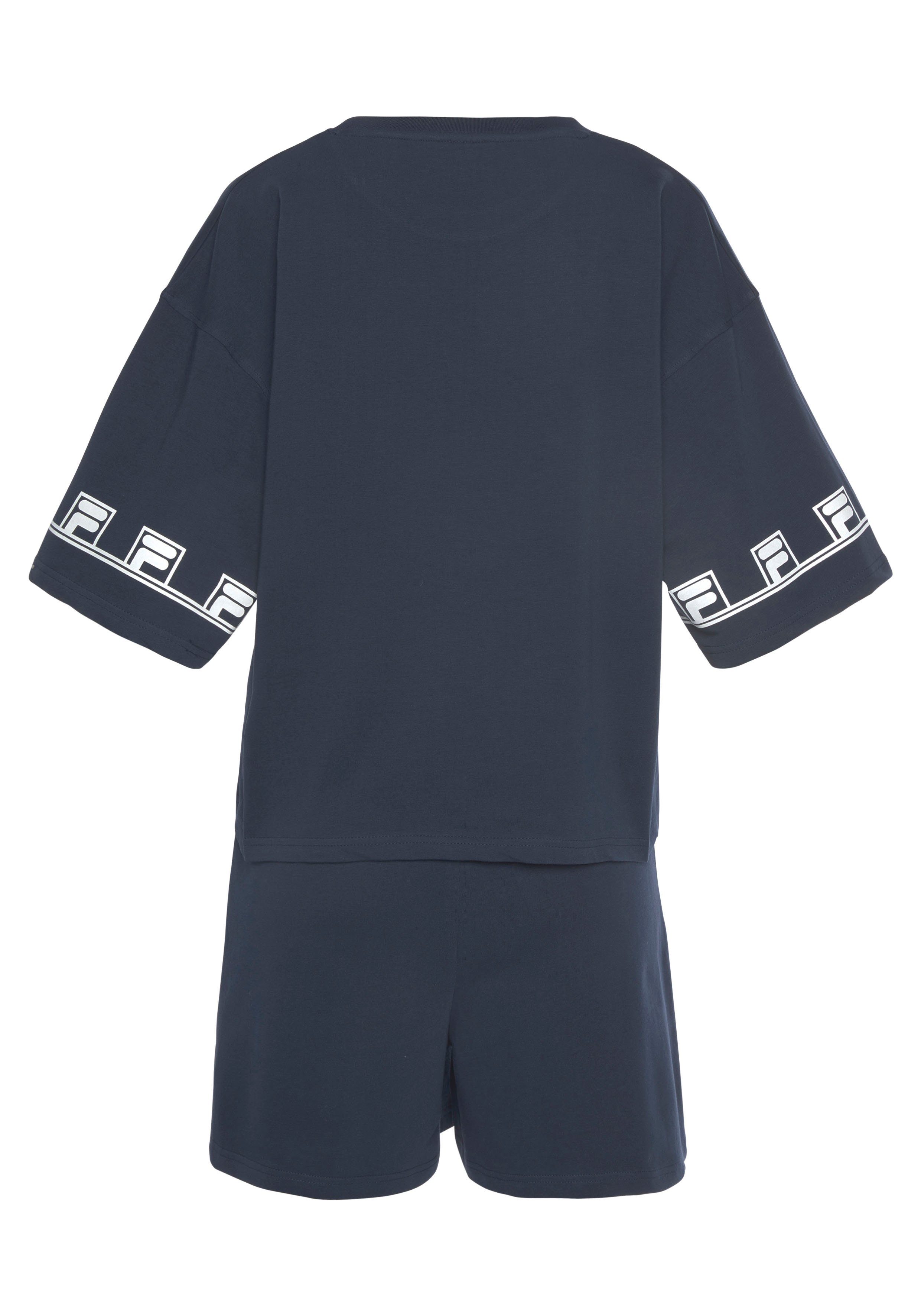 Fila Pyjama met logo details in contrastkleur (set, 2-delig)