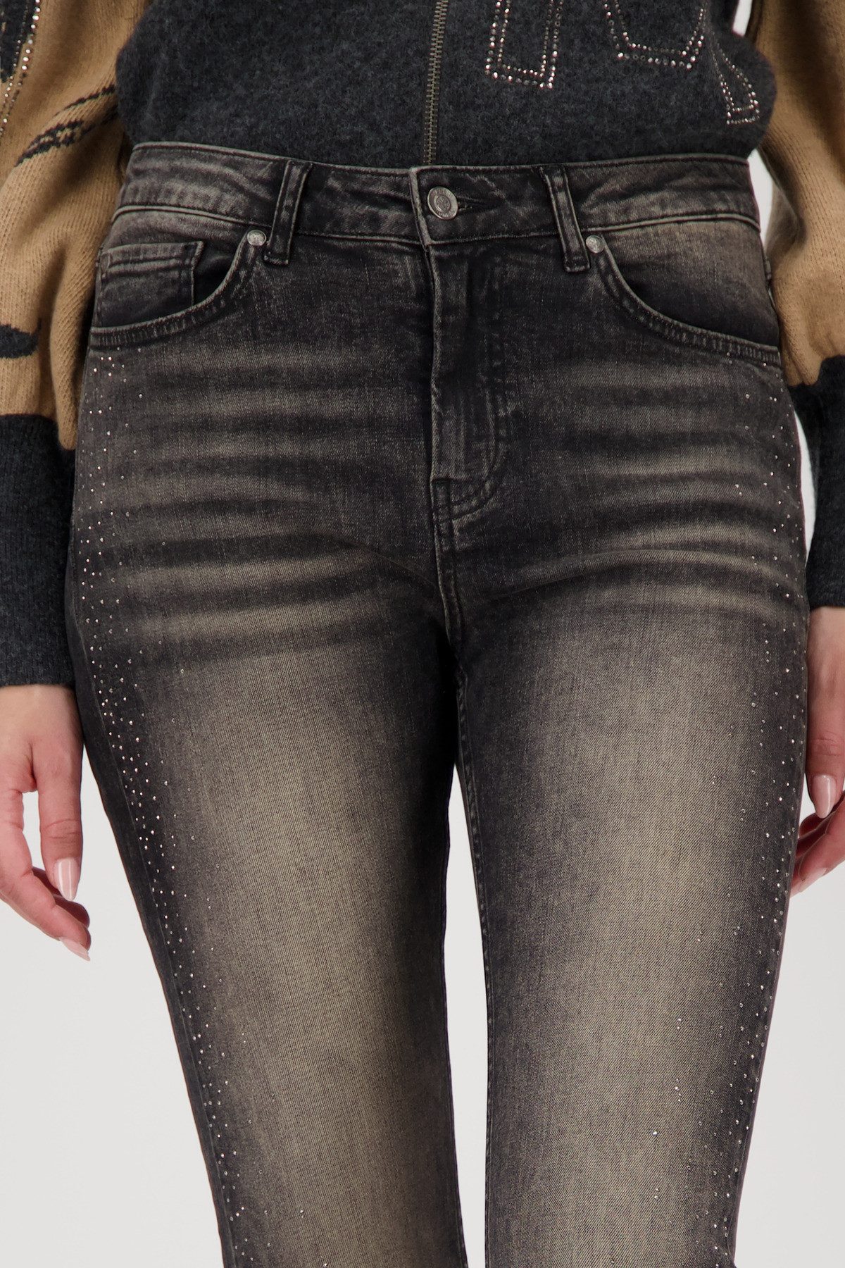 Monari Straight jeans Regular fit met strass-stenen