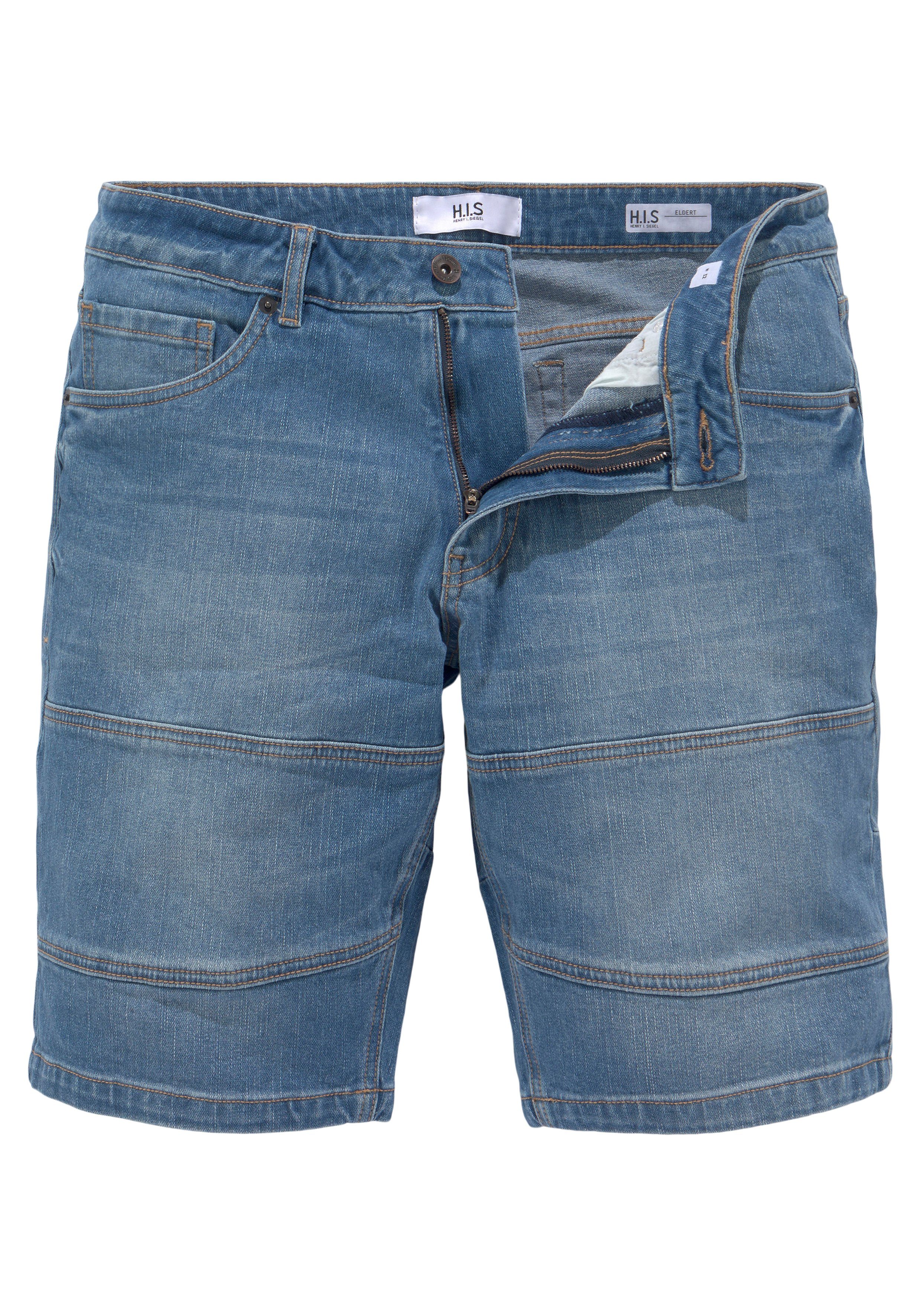 H.I.S Jeansbermuda ontspannen pasvorm, rechte been snit, modieuze gewassen look