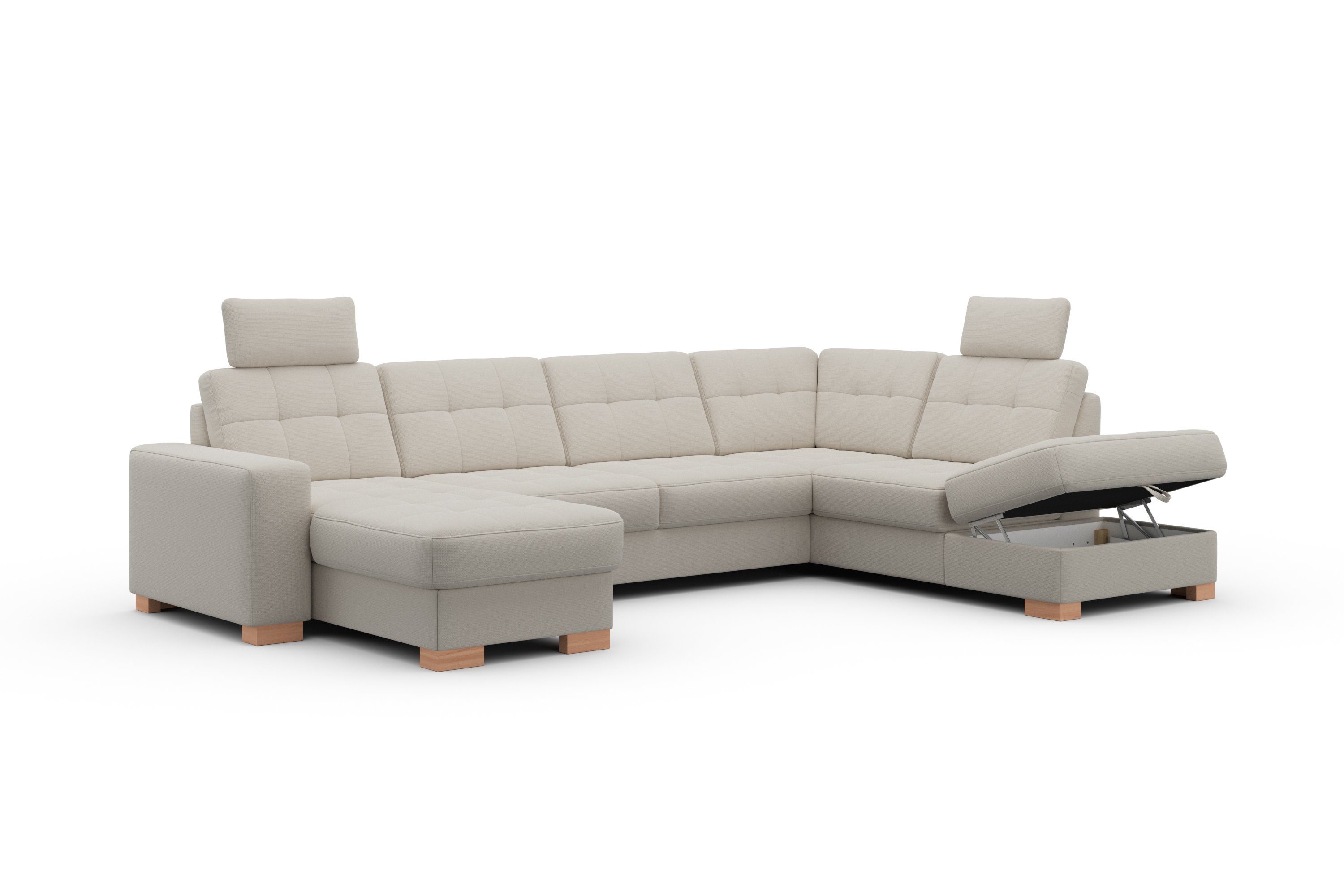 sit&more Zithoek Quincy U-vorm naar keuze met slaapfunctie en bedkist