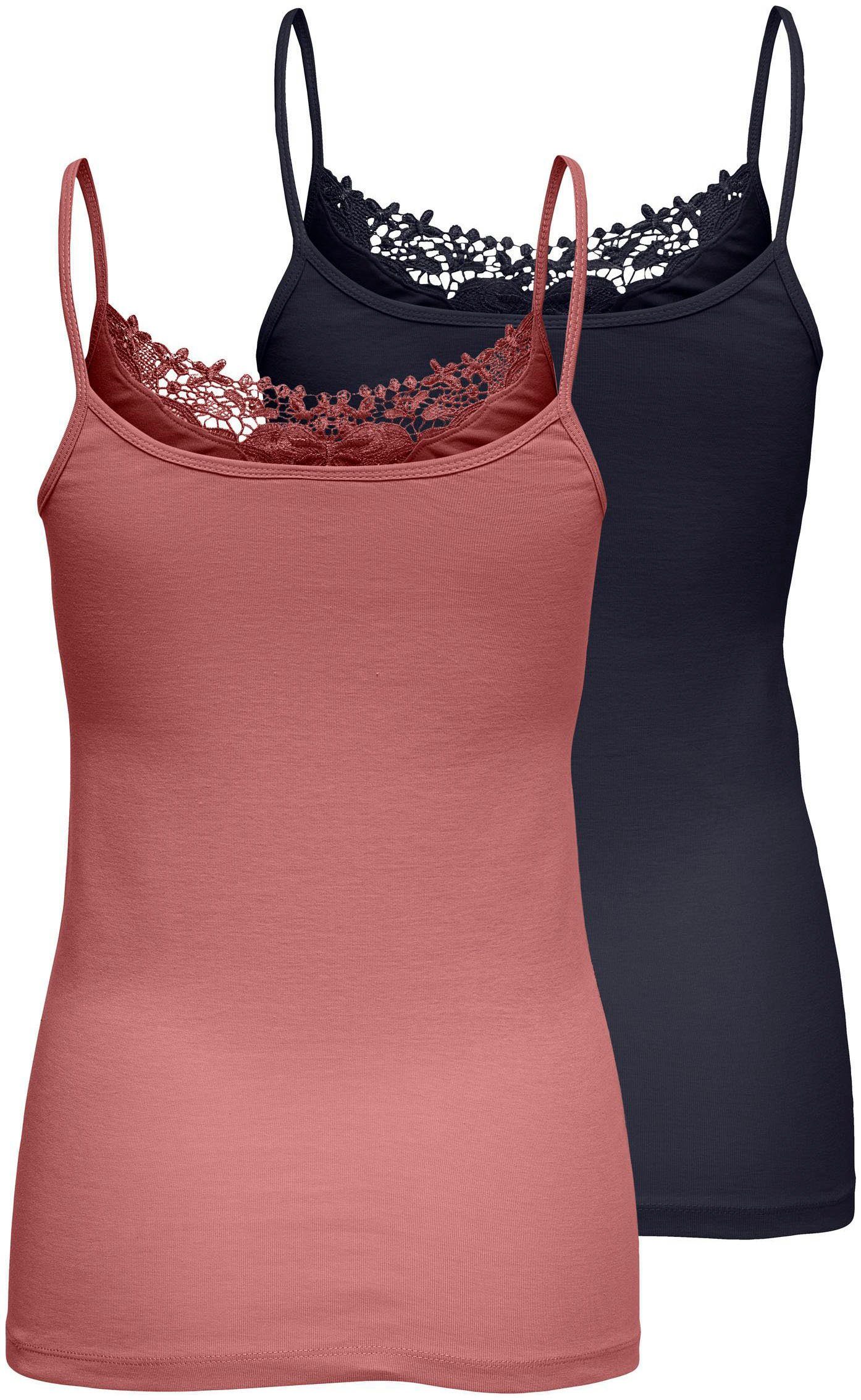 Only Kanten top ONLKIRA LACE SINGLET 2PACK NOOS (Set van 2)