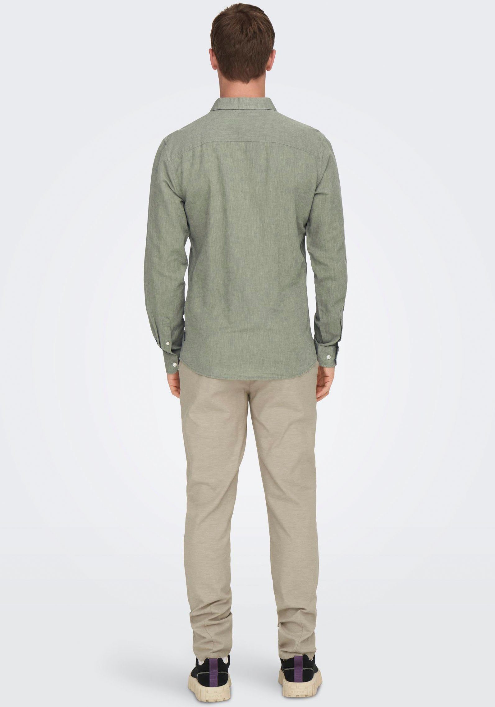 ONLY & SONS Overhemd met lange mouwen ONSCAIDEN LS SOLID LINEN SHIRT NOOS