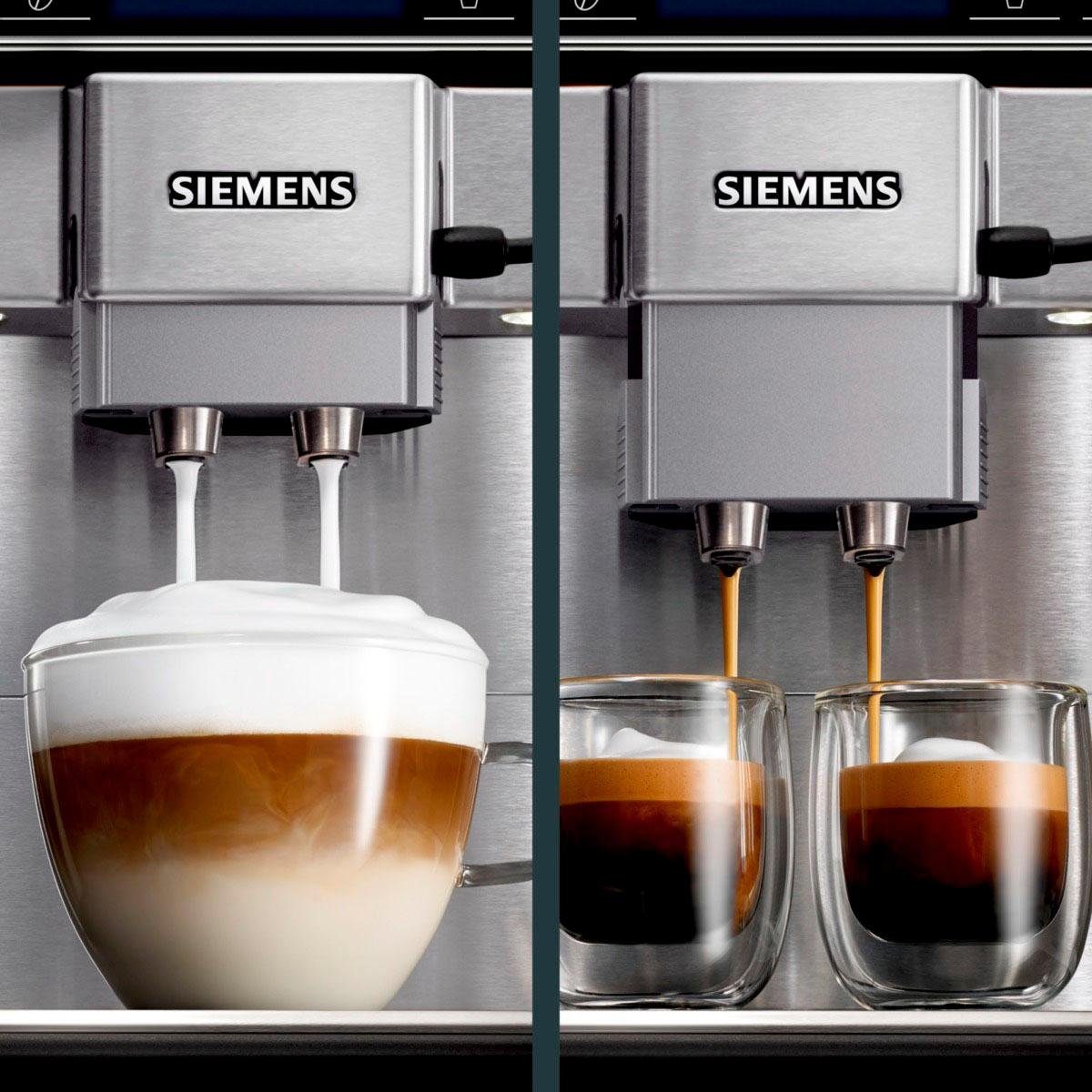 SIEMENS Volautomatisch koffiezetapparaat EQ6 plus s700 TE657503DE, dubbele tasfunctie, keramische maalwerk, veel koffiespecialiteiten, automatische stoomreiniging, roestvrij staal