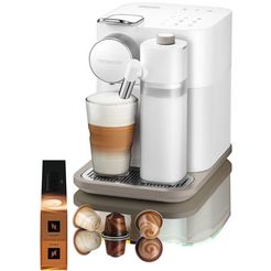 nespresso koffiecapsulemachine gran lattissima en 650.w van delonghi, white, inclusief welkomstpakket met 14 capsules wit