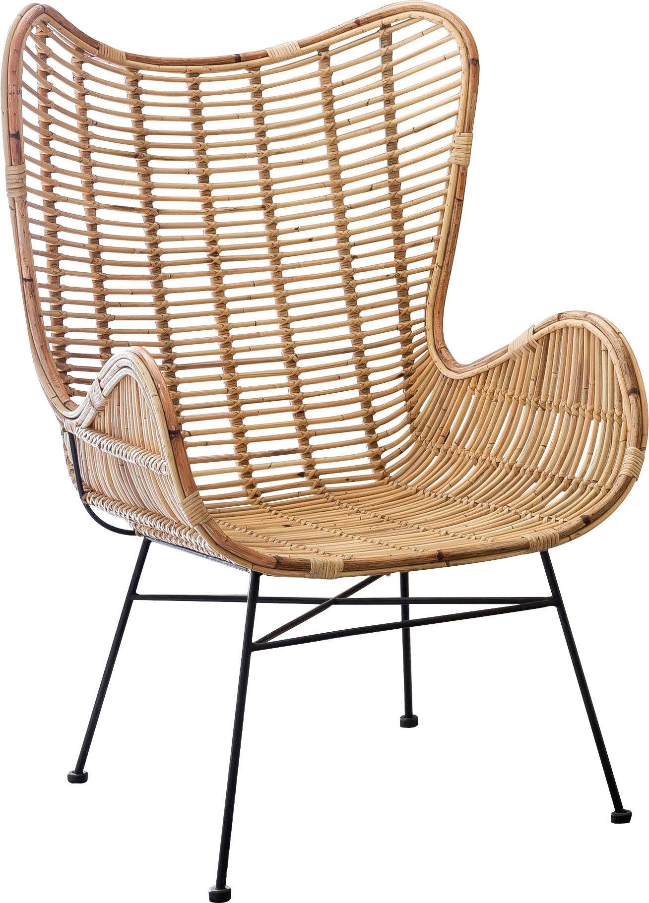 SIT Fauteuil Sit&Chairs met gebogen armleuningen, in zwart of ecru, shabby chic