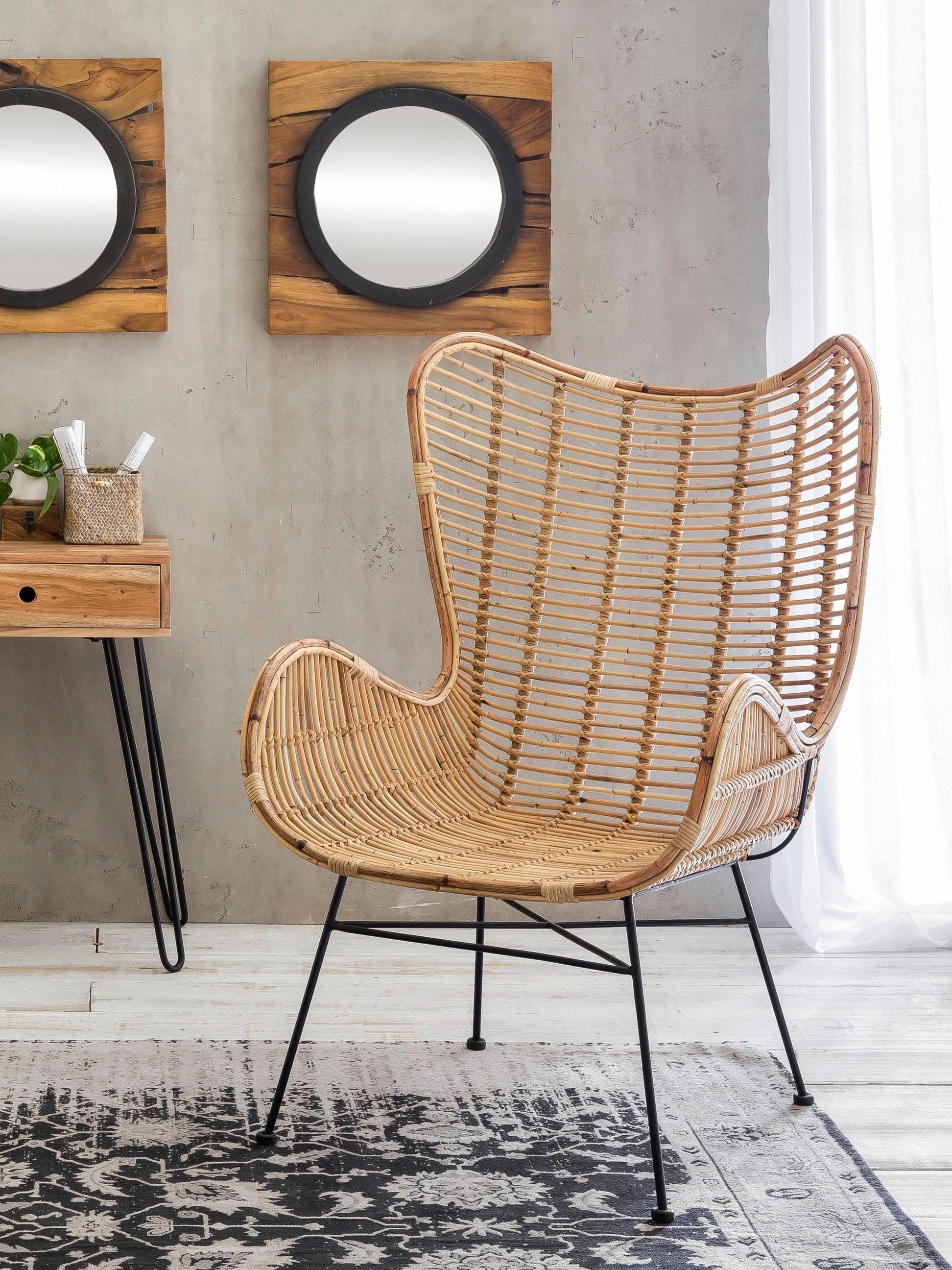 SIT Fauteuil Sit&Chairs met gebogen armleuningen, in zwart of ecru, shabby chic