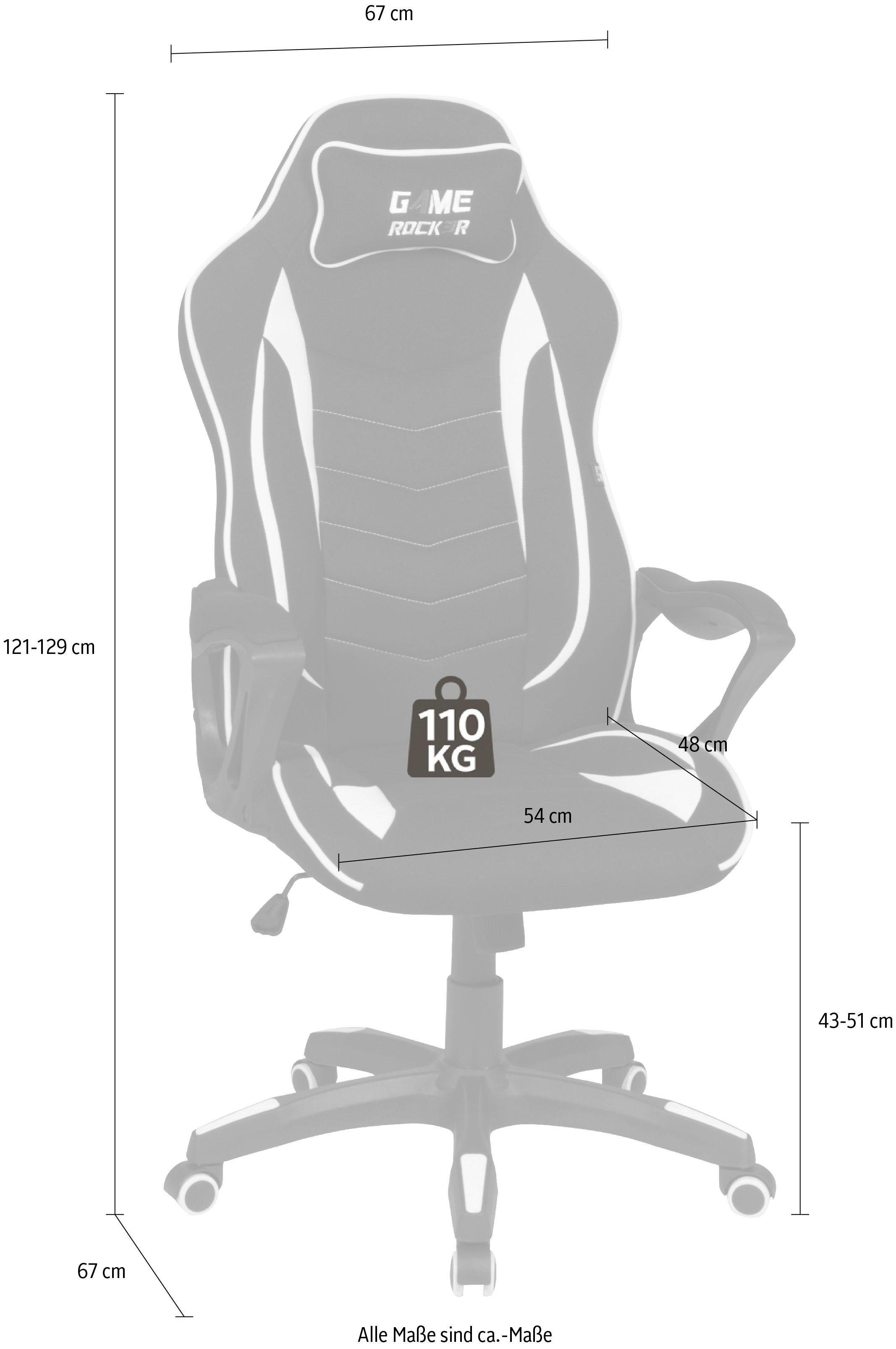 Duo Collection Gamingstoel Game-Rocker R-10 comfortabele bureaustoel met nekkussen & draaifunctie