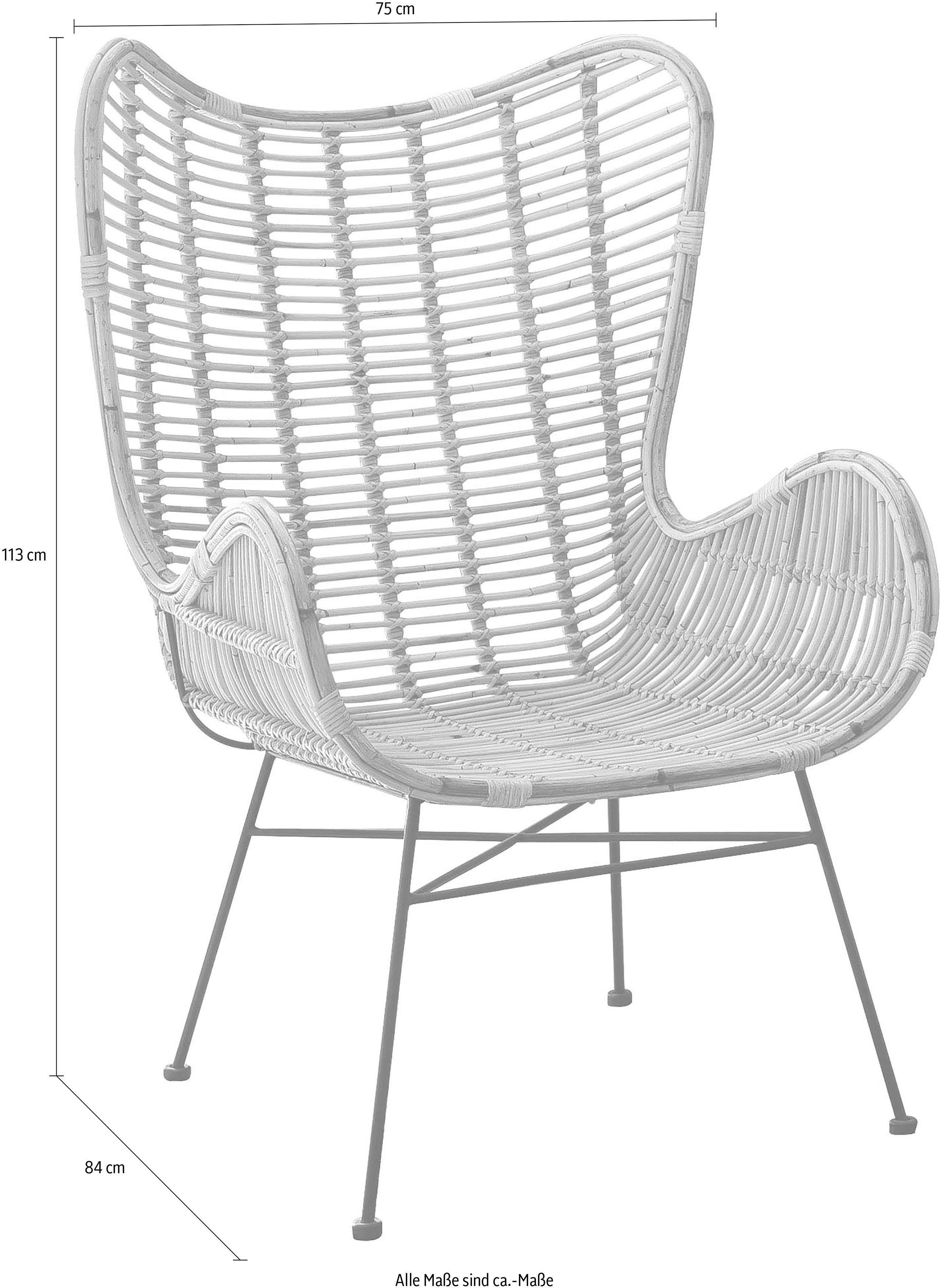 SIT Fauteuil Sit&Chairs met gebogen armleuningen, in zwart of ecru, shabby chic