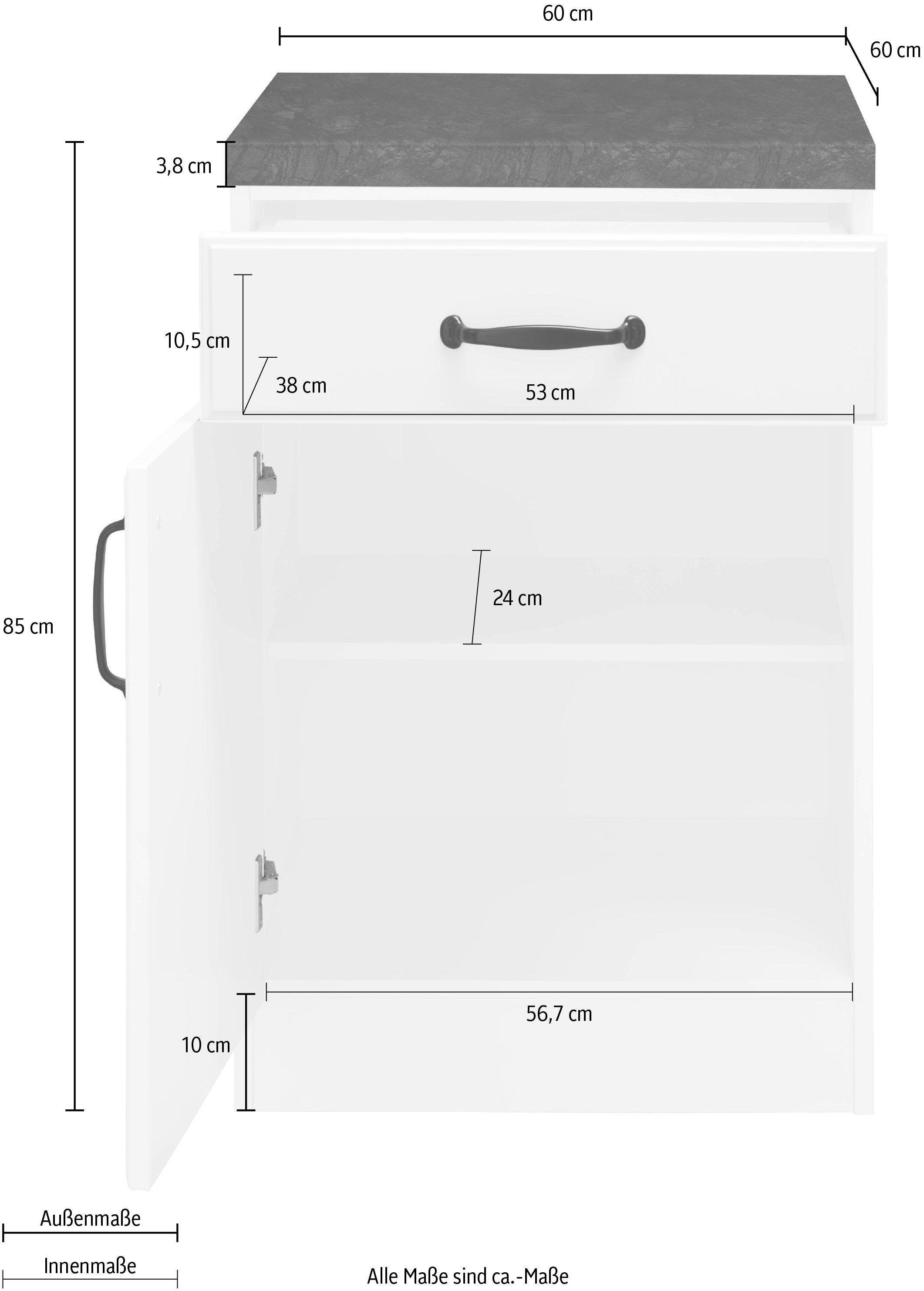 wiho Küchen Onderkast Erla 60 cm breed met vakkenfront
