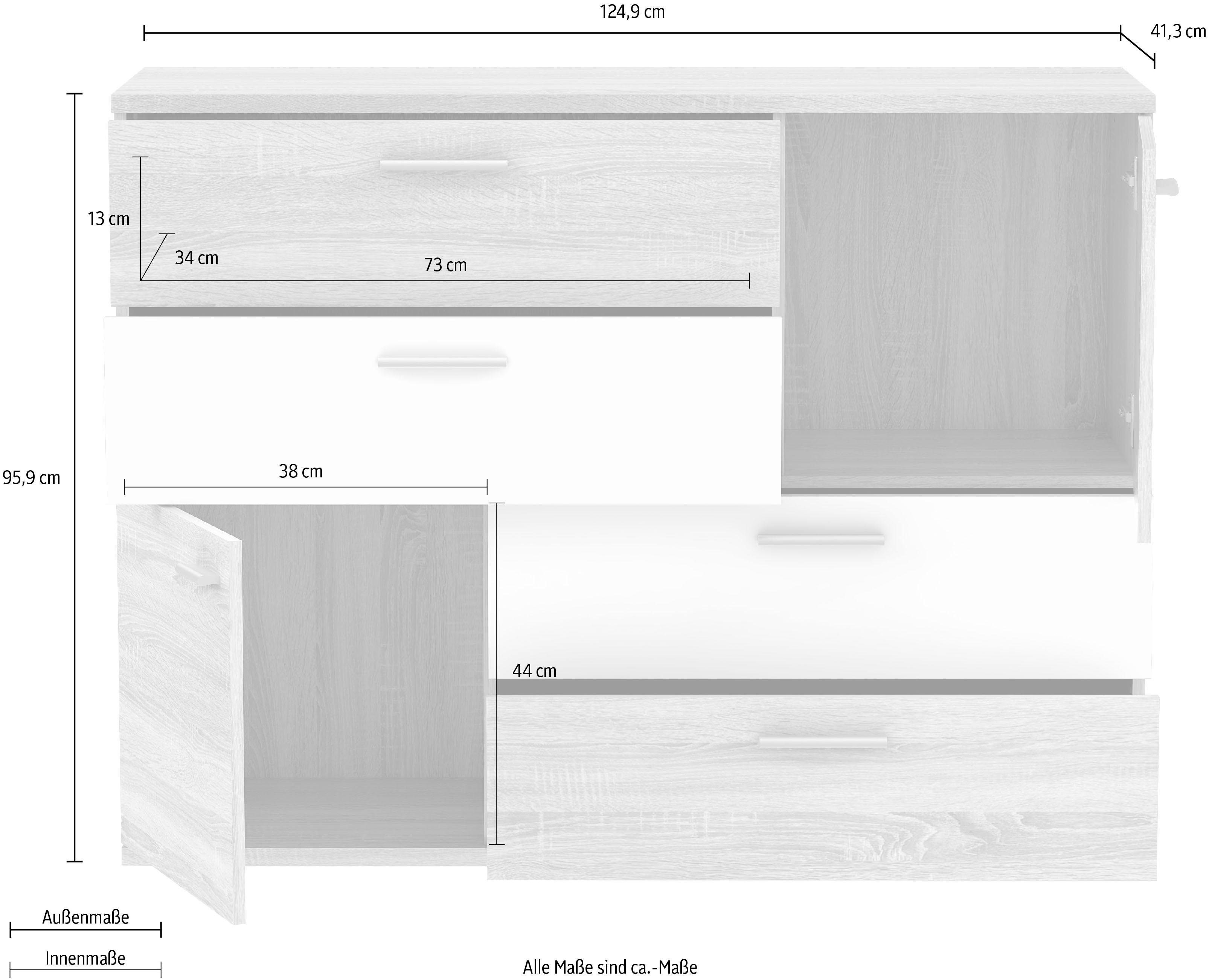 FORTE Kast Skive Breedte ca. 125 cm