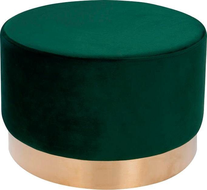 Kayoom Hocker Nano 510, hocker in stijlvol ontwerp, zachte schuimzitting Gouden accenten, met onderhoudsvriendelijke stofbekleding, grote ronde vorm