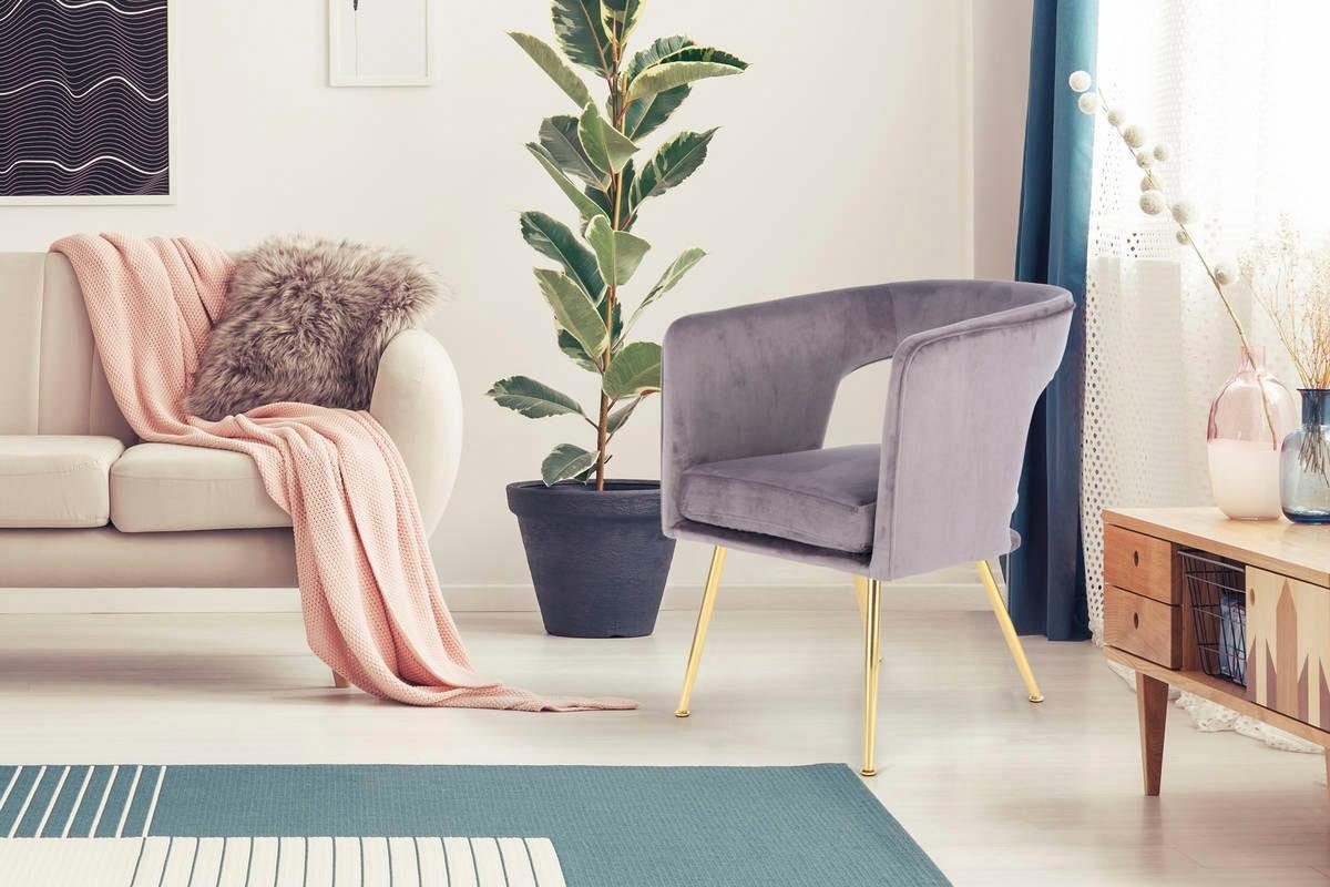Kayoom Stoel Jolene 125, eetkamerstoel, elegante stofbekleding fluweelzachte bekleding, rugleuning en armleuningen afgerond (1 stuk)