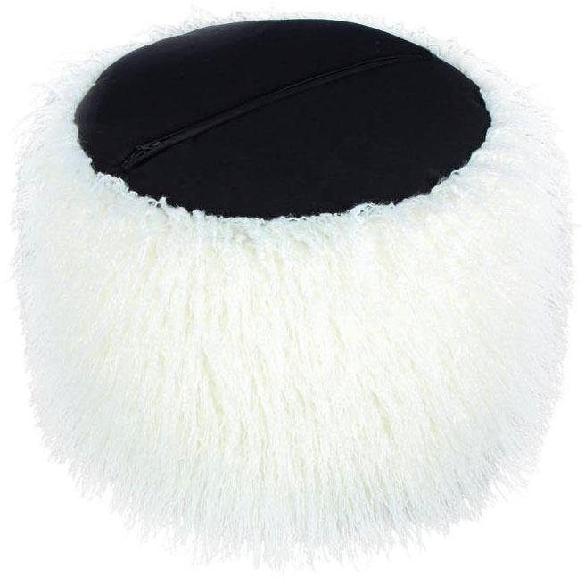 Kayoom Poef Bont pouf Bobtail 125, bont hocker in tweekleurig ontwerp (1 stuk)