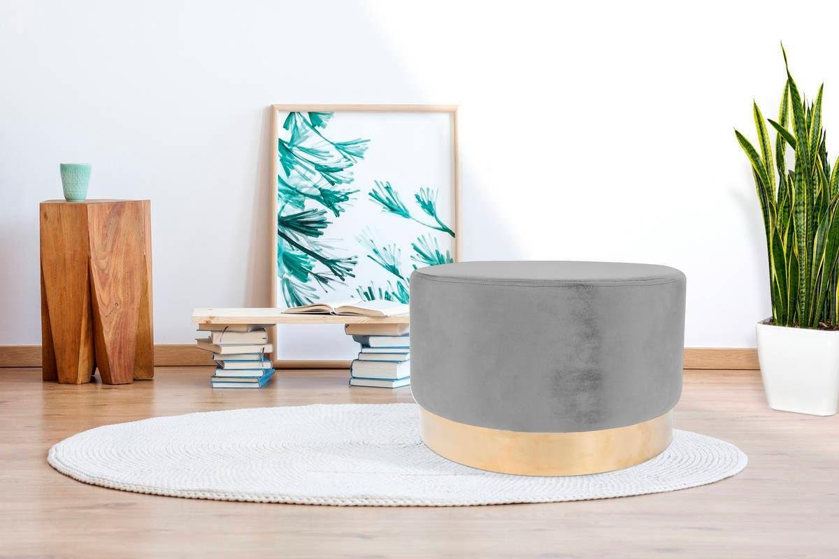 Kayoom Hocker Nano 510, hocker in stijlvol ontwerp, zachte schuimzitting Goudkleurige accenten, met onderhoudsvriendelijke stofbekleding, grote ronde vorm (1 stuk)