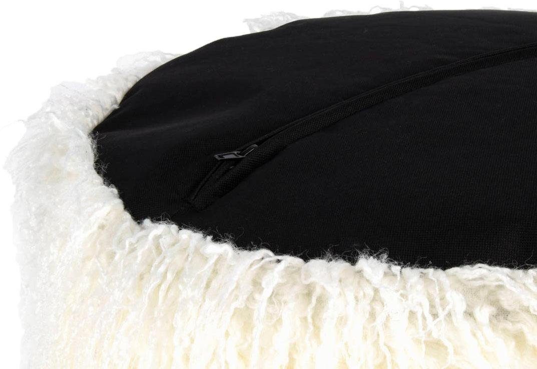 Kayoom Poef Bont pouf Bobtail 125, bont hocker in tweekleurig ontwerp (1 stuk)