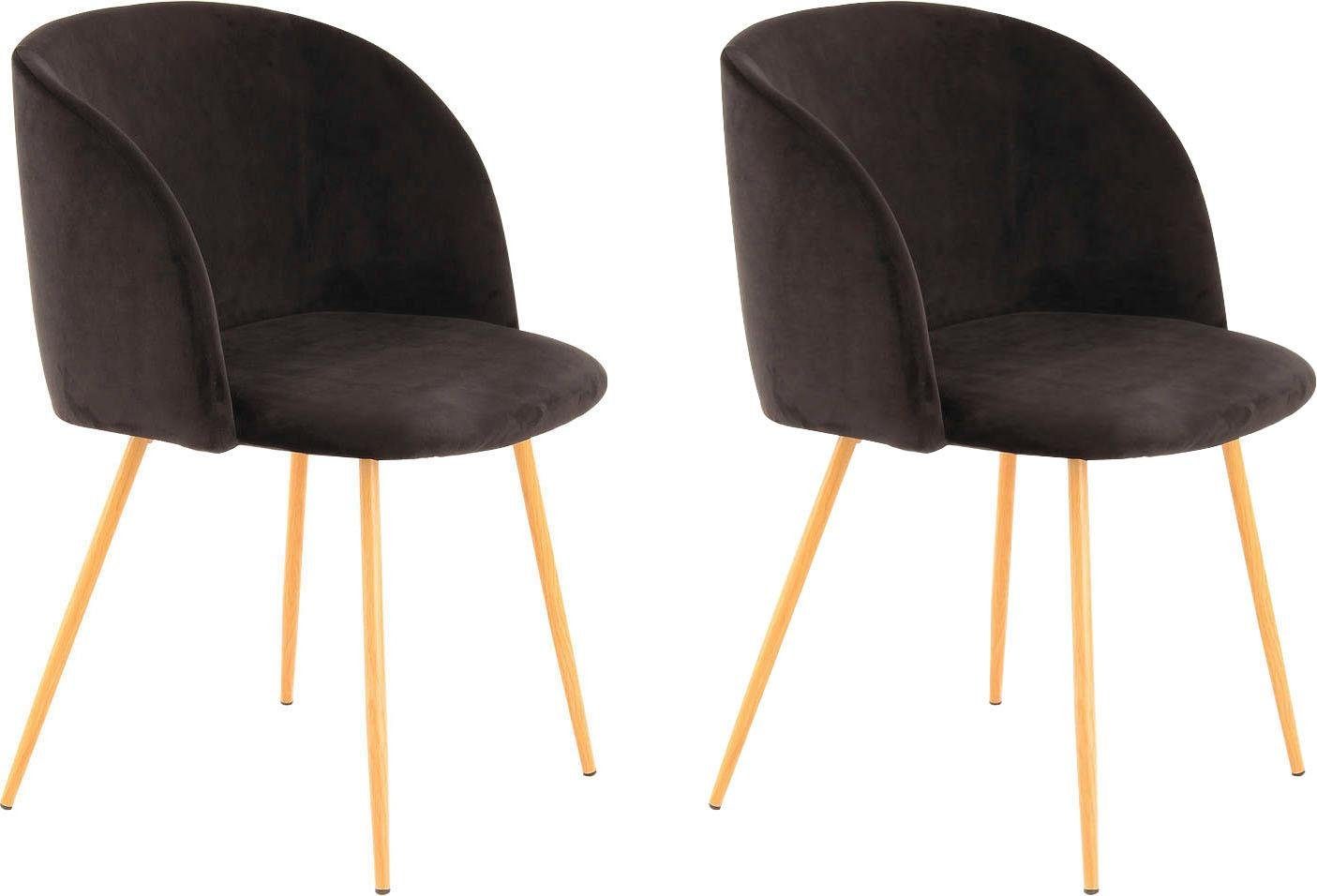 Kayoom Stoel Celina 110 2-pack grijs, fluweelzachte bekleding in moderne kleurstelling (set, 2 stuks) 4 poot stoelen zwart