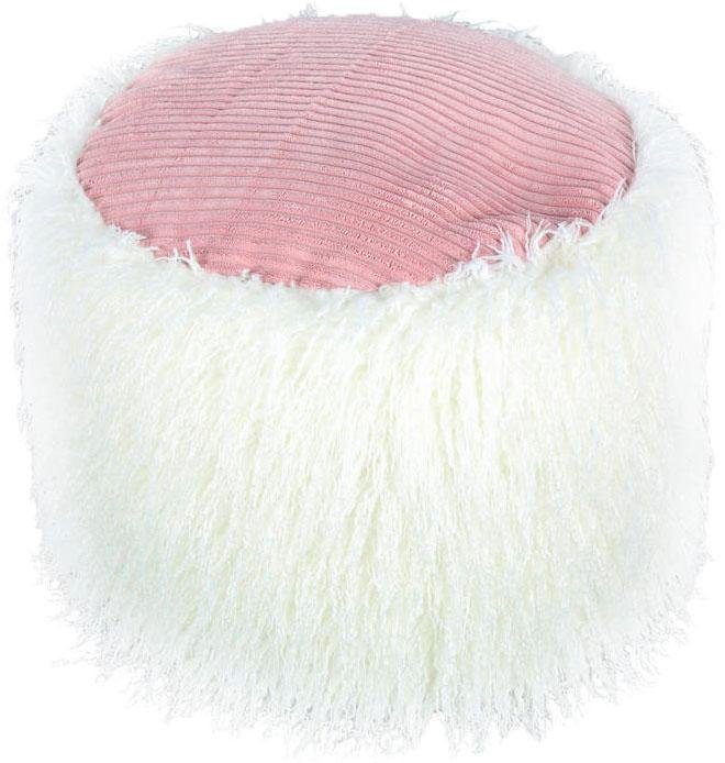 Kayoom Poef Bont pouf Bobtail 125, bont hocker in tweekleurig ontwerp (1 stuk)