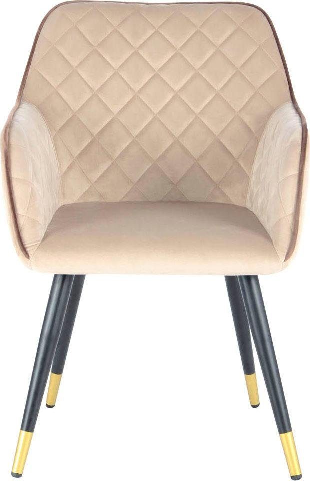 Kayoom Stoel Amino 525, stijlvolle designstoel, fluweelzachte bekleding van velvet stof (1 stuk) gestoffeerde stoelen beige