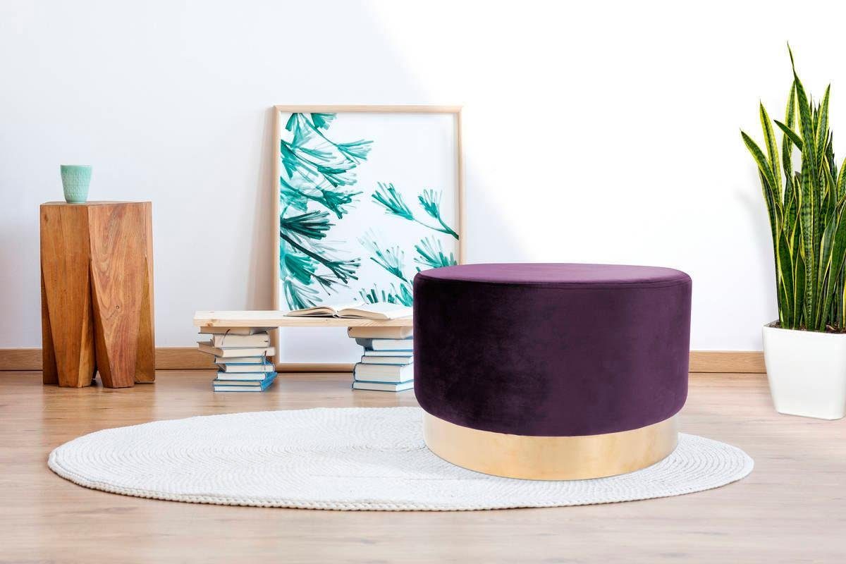 Kayoom Hocker Nano 510, hocker in stijlvol ontwerp, zachte schuimzitting Goudkleurige accenten, met onderhoudsvriendelijke stofbekleding, grote ronde vorm (1 stuk)