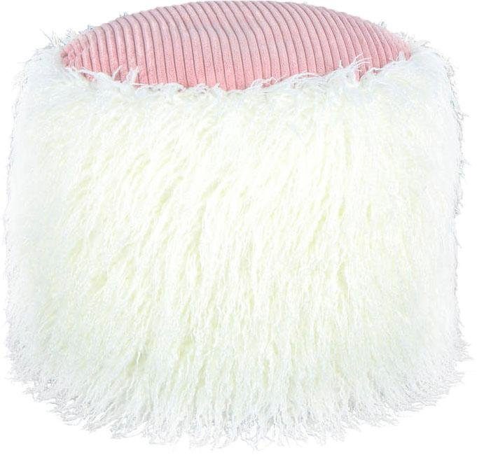 Kayoom Poef Bont pouf Bobtail 125, bont hocker in tweekleurig ontwerp (1 stuk)