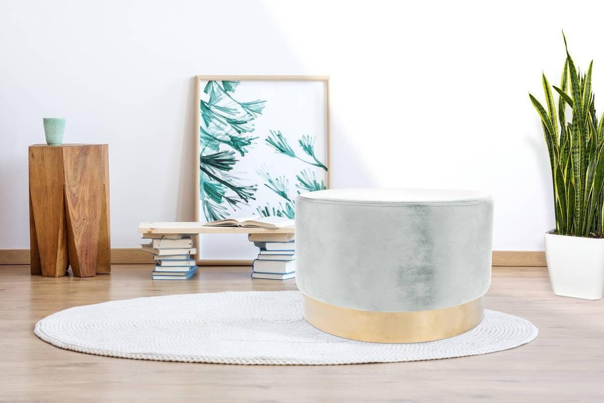 Kayoom Hocker Nano 510, hocker in stijlvol ontwerp, zachte schuimzitting Goudkleurige accenten, met onderhoudsvriendelijke stofbekleding, grote ronde vorm (1 stuk)