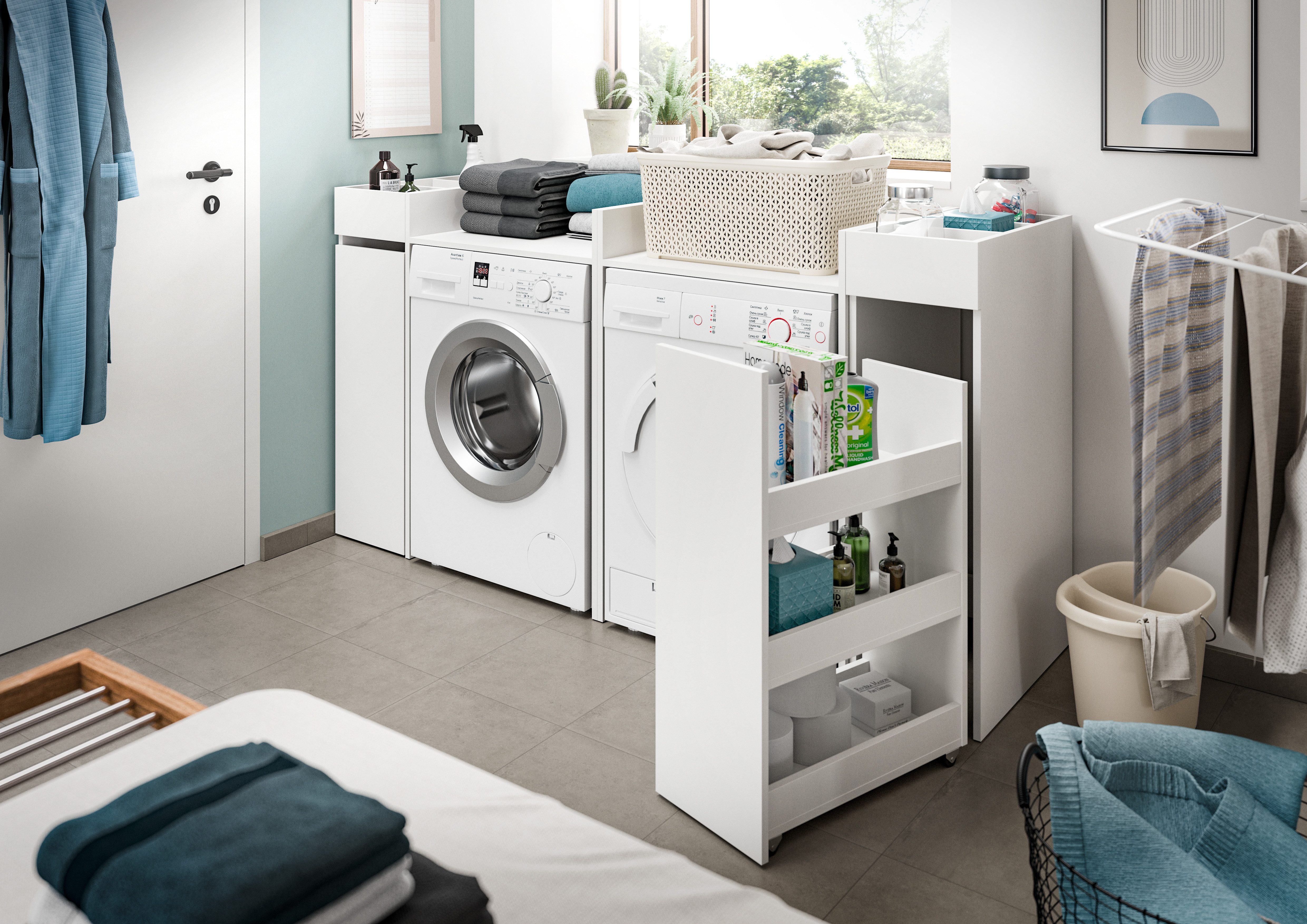 welltime Kast voor wasmachine Falas, breedte 66 cm, voor wasmachine & droger, met opbergruimte