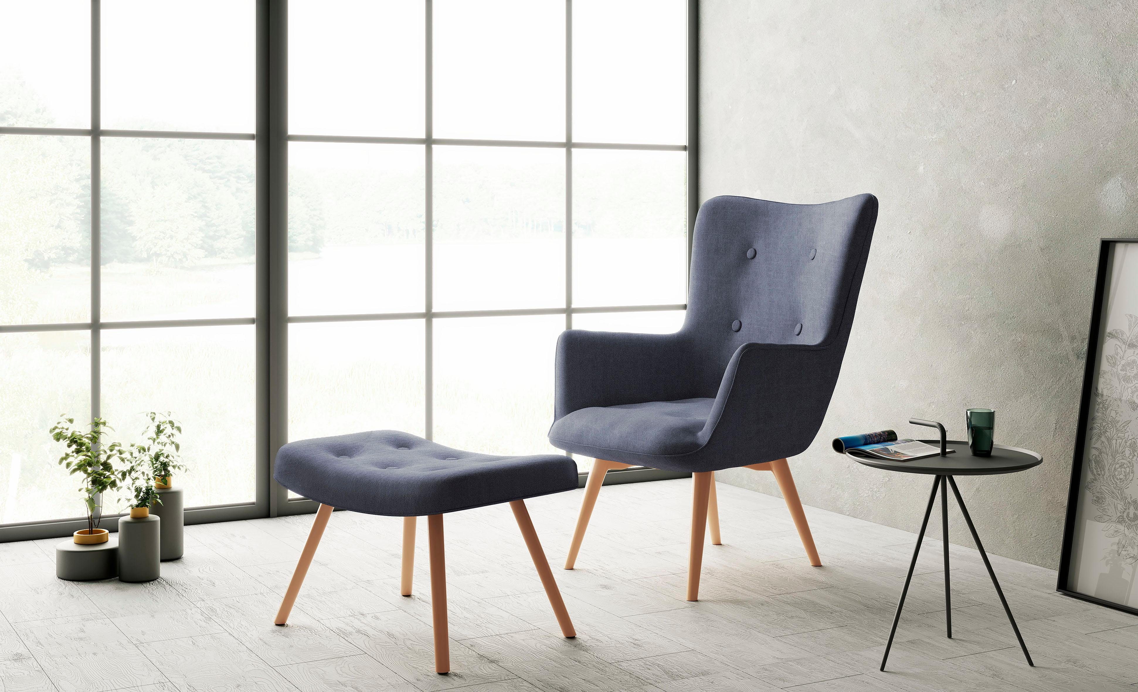 Homexperts Hocker Aron Kruk met doorgestikte knopen (1 stuk)