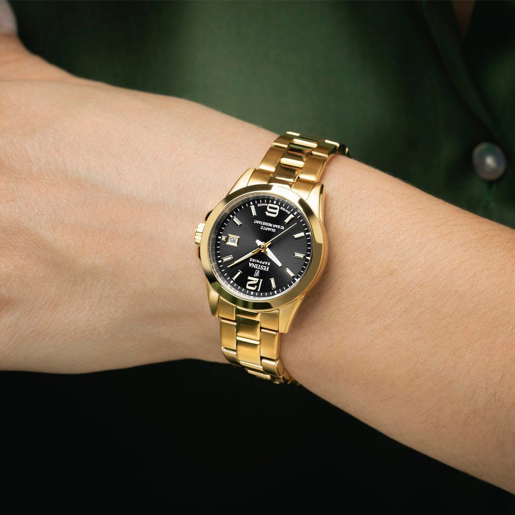 Festina Kwartshorloge Horloge, dameshorloge, Swiss Made, stalen band, analoog, dag