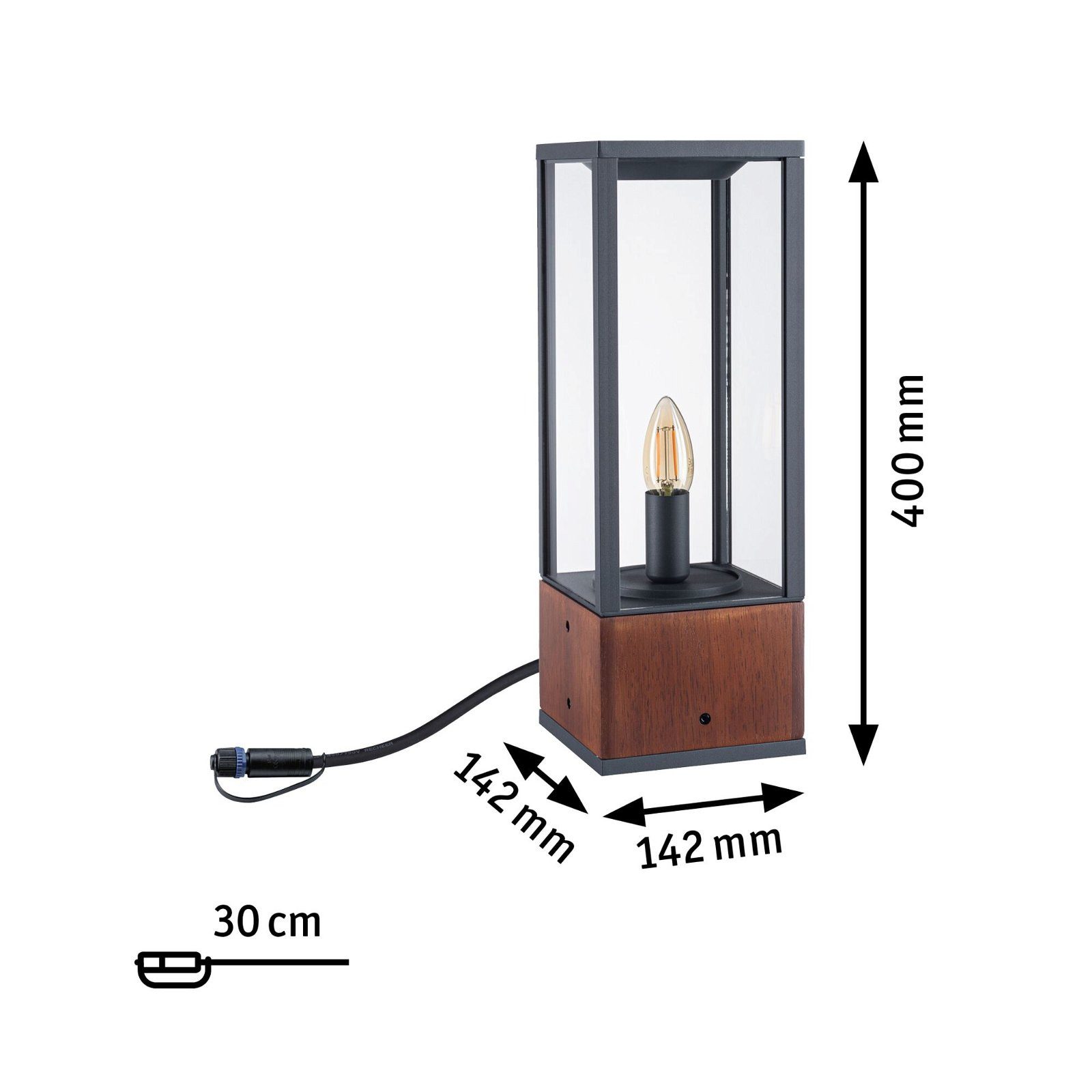 Paulmann Led-bolderlamp Plug & Shine Venea Enkel lamp IP44 1900K 2W Hout (1 stuk)